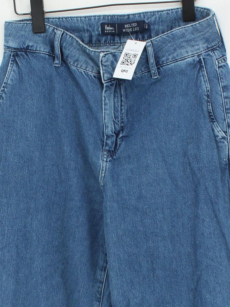 Boden Women's Trousers UK 12 Blue 100% Cotton Wide-Leg Chino - Image 3