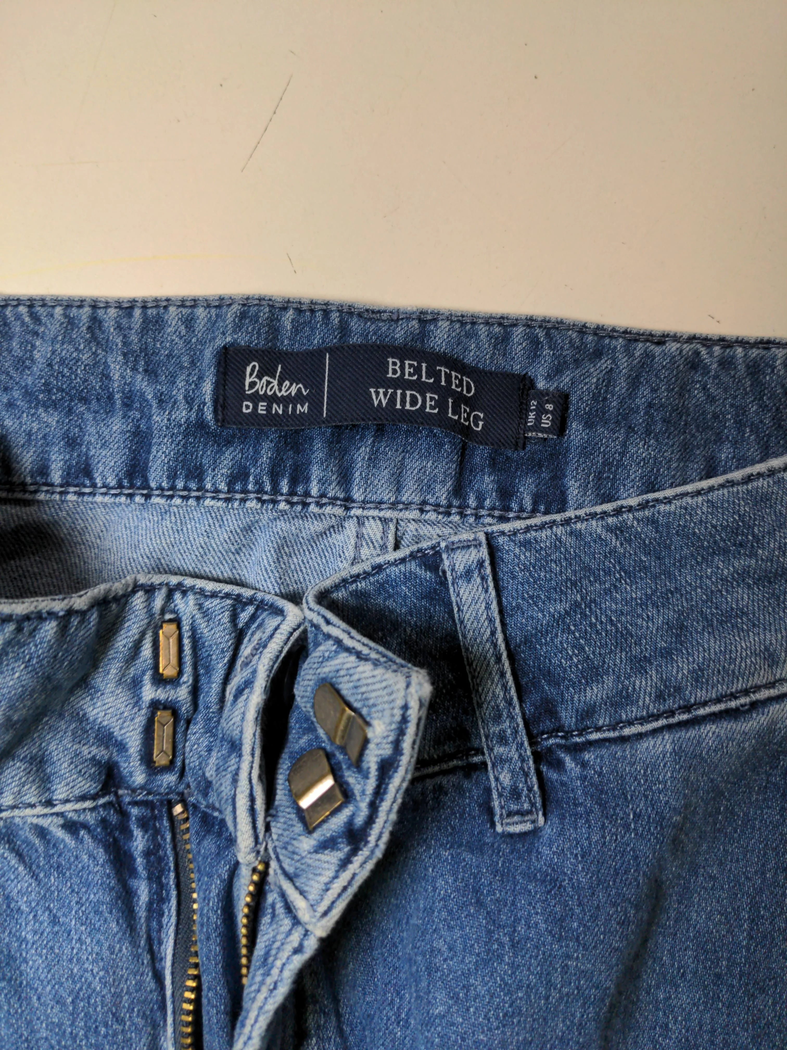 Boden Women's Trousers UK 12 Blue 100% Cotton Wide-Leg Chino - Image 5
