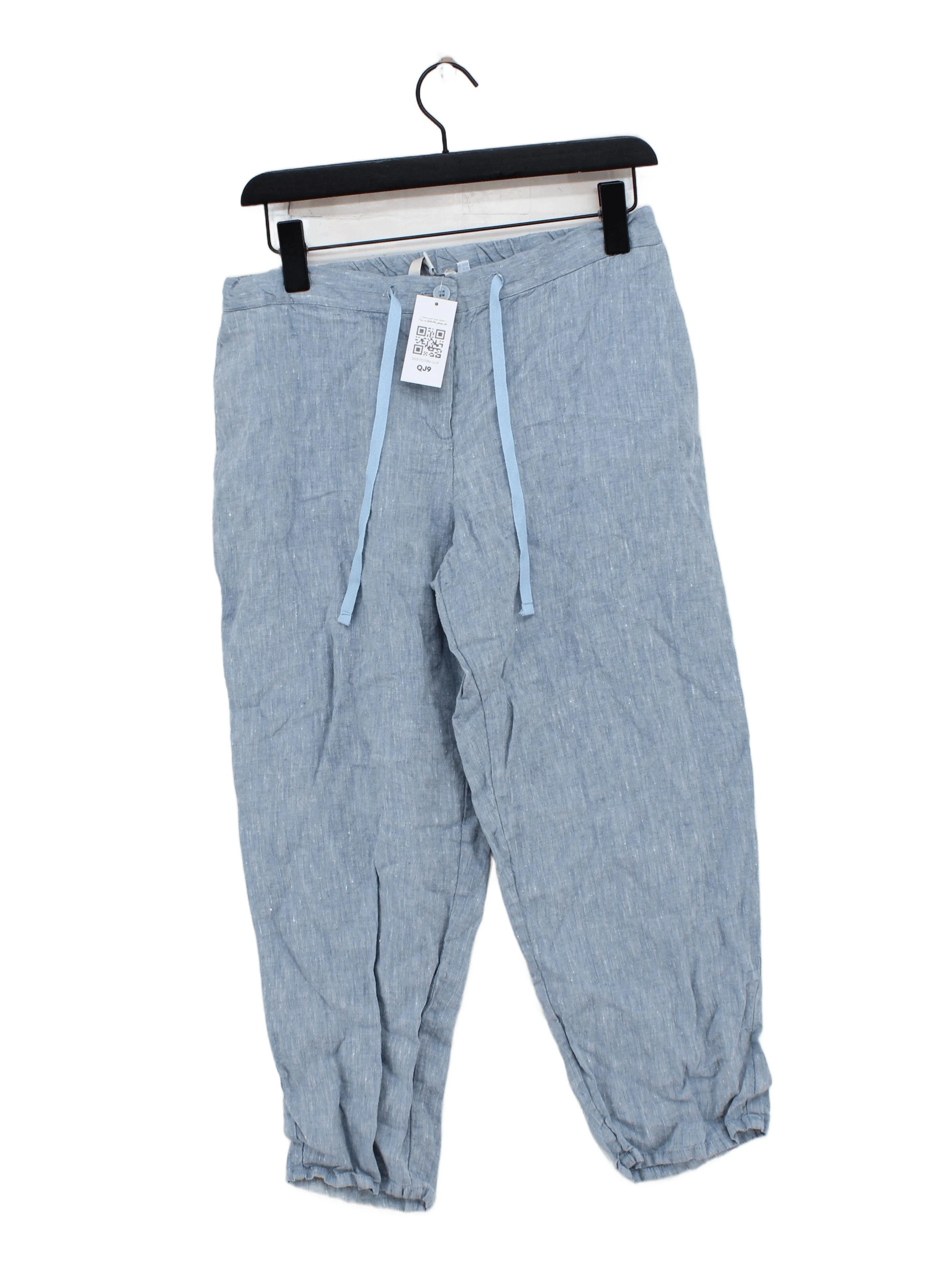 Boden Women's Trousers UK 12 Blue 100% Linen Tapered Capri