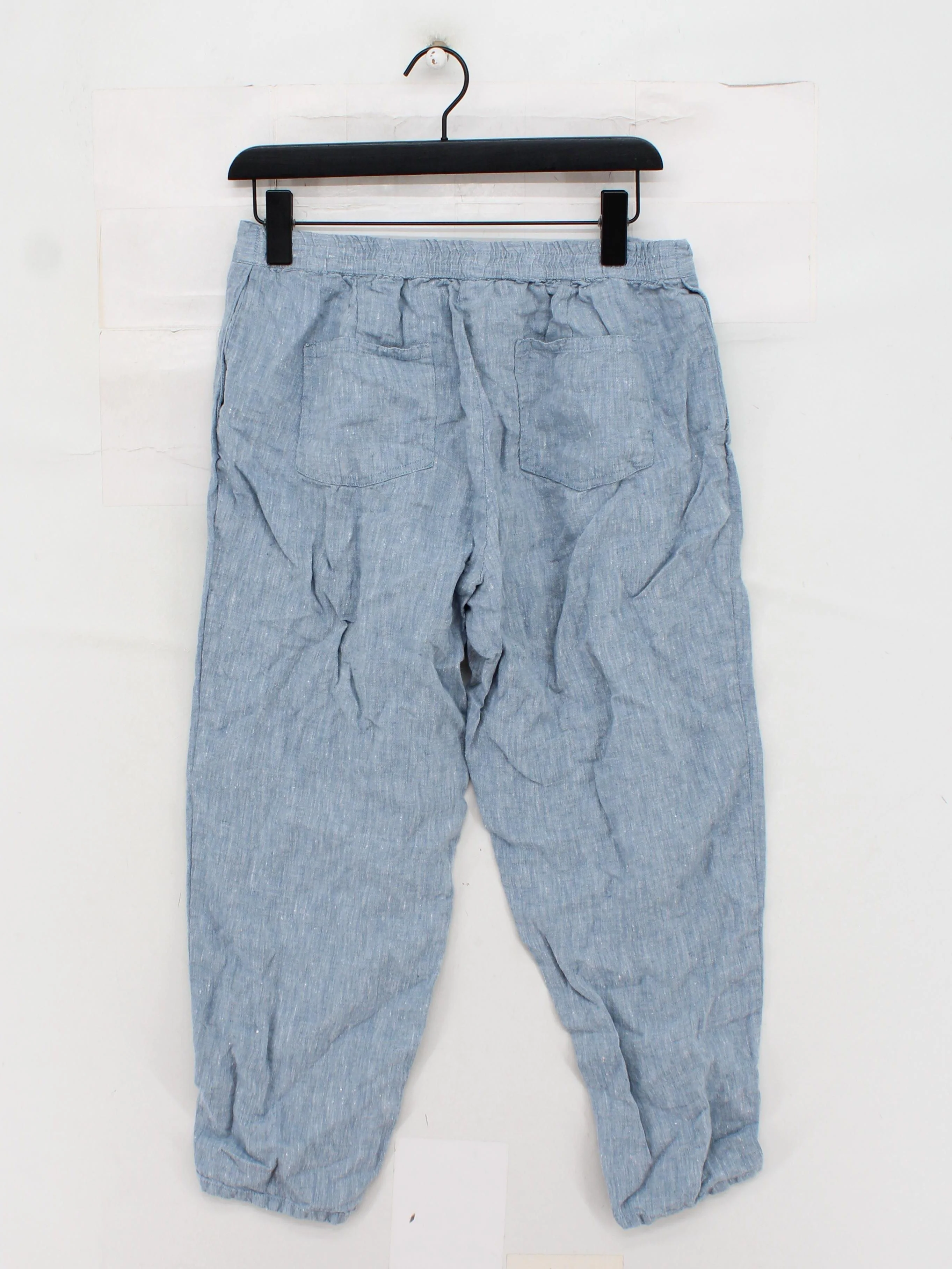 Boden Women's Trousers UK 12 Blue 100% Linen Tapered Capri - Image 2