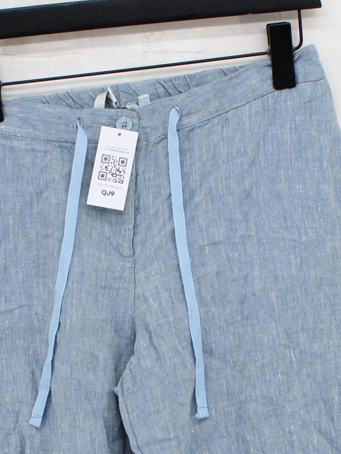 Boden Women's Trousers UK 12 Blue 100% Linen Tapered Capri - Image 3