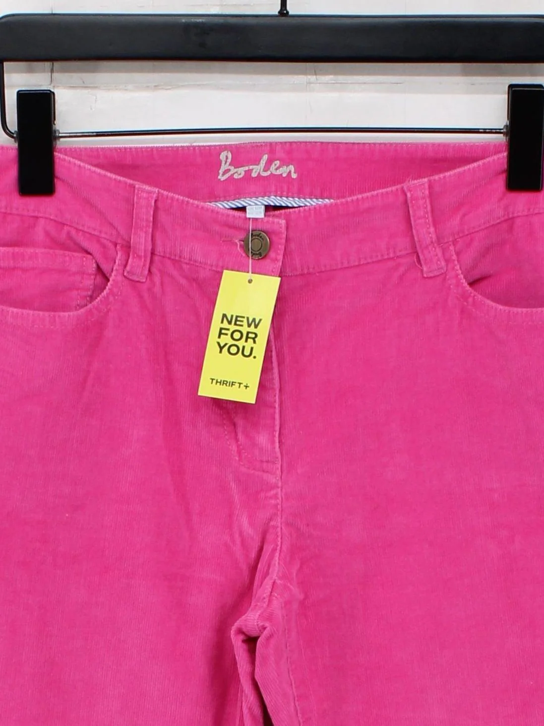 Boden Women's Trousers UK 12 Pink Cotton with Elastane Straight Chino - Image 3