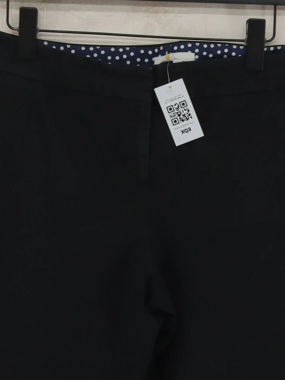 Boden Women's Trousers UK 14 Black Cotton with Elastane Straight Cropped - Image 3