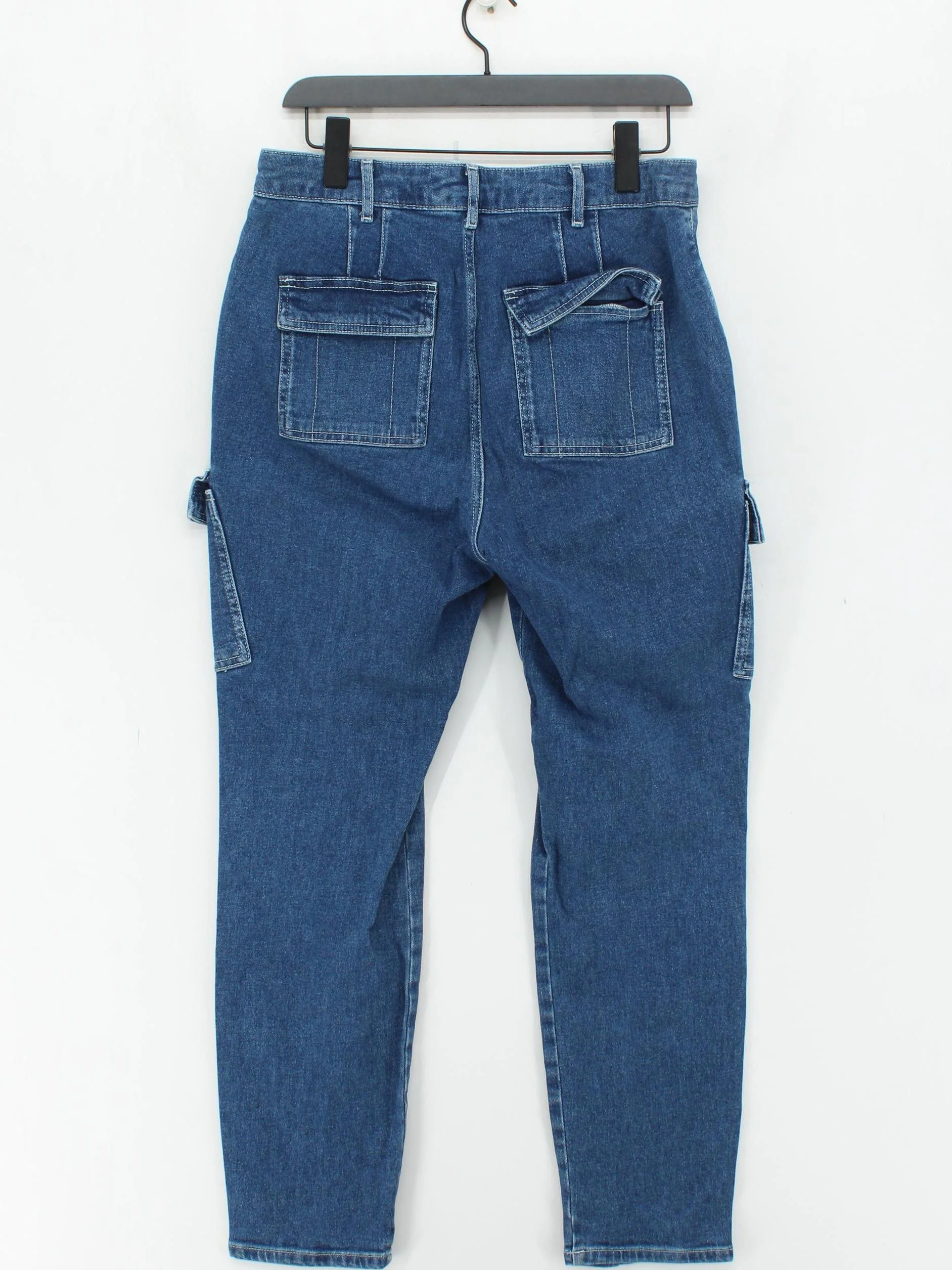 Boden Women's Trousers UK 14 Blue Cotton with Elastane Tapered Cargo - Image 2