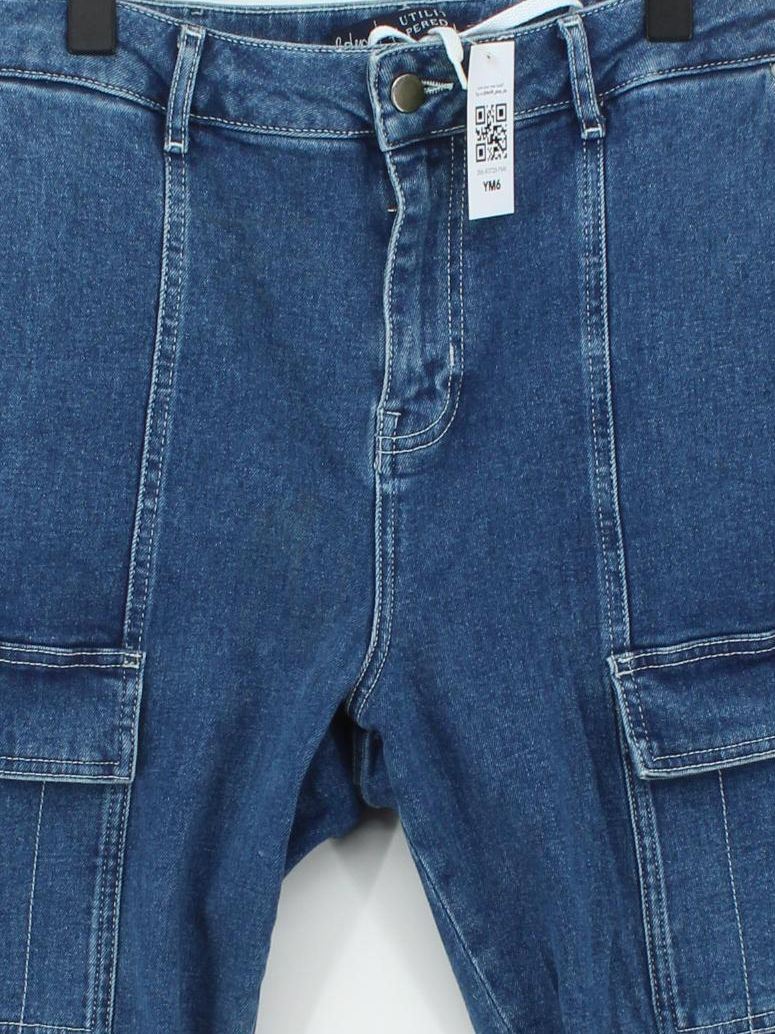 Boden Women's Trousers UK 14 Blue Cotton with Elastane Tapered Cargo - Image 3