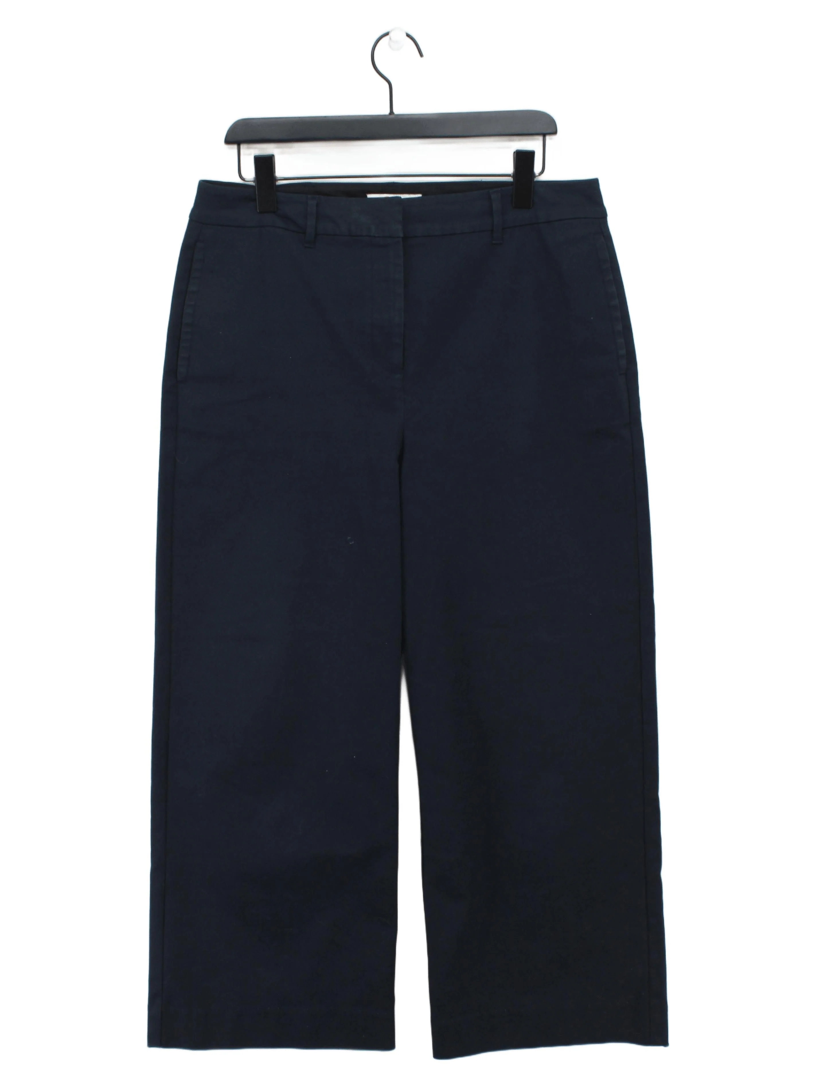 Boden Women's Trousers UK 14 Blue Cotton with Elastane Wide-Leg Cropped