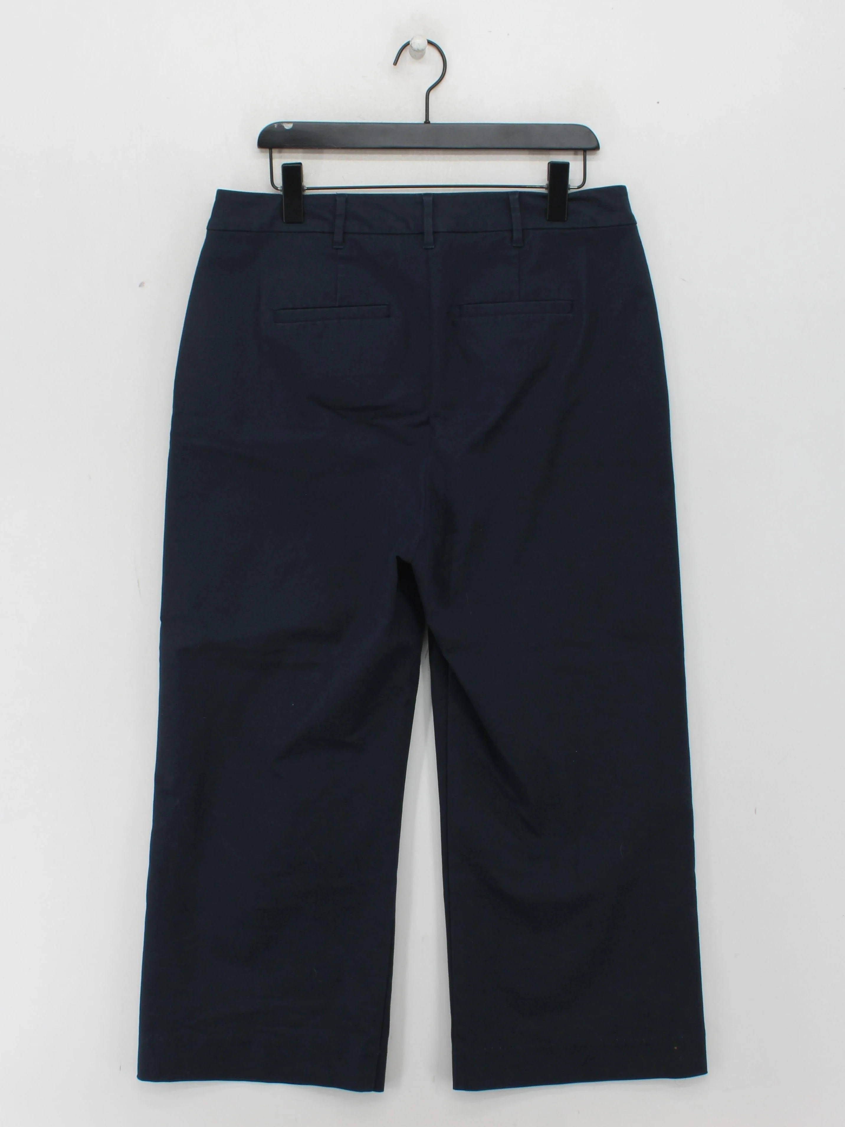 Boden Women's Trousers UK 14 Blue Cotton with Elastane Wide-Leg Cropped - Image 2