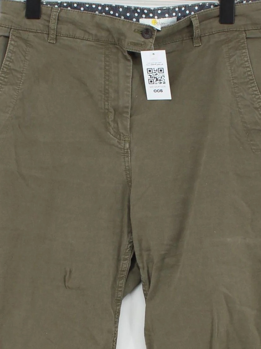Boden Women's Trousers UK 14 Brown Cotton with Elastane Straight Cropped - Image 3