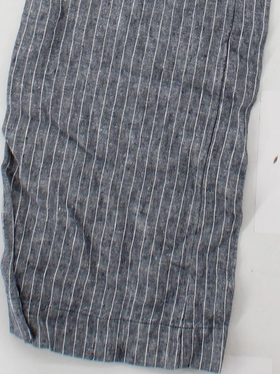 Boden Women's Trousers UK 14 Grey Striped 100% Linen Wide-Leg Chino - Image 4