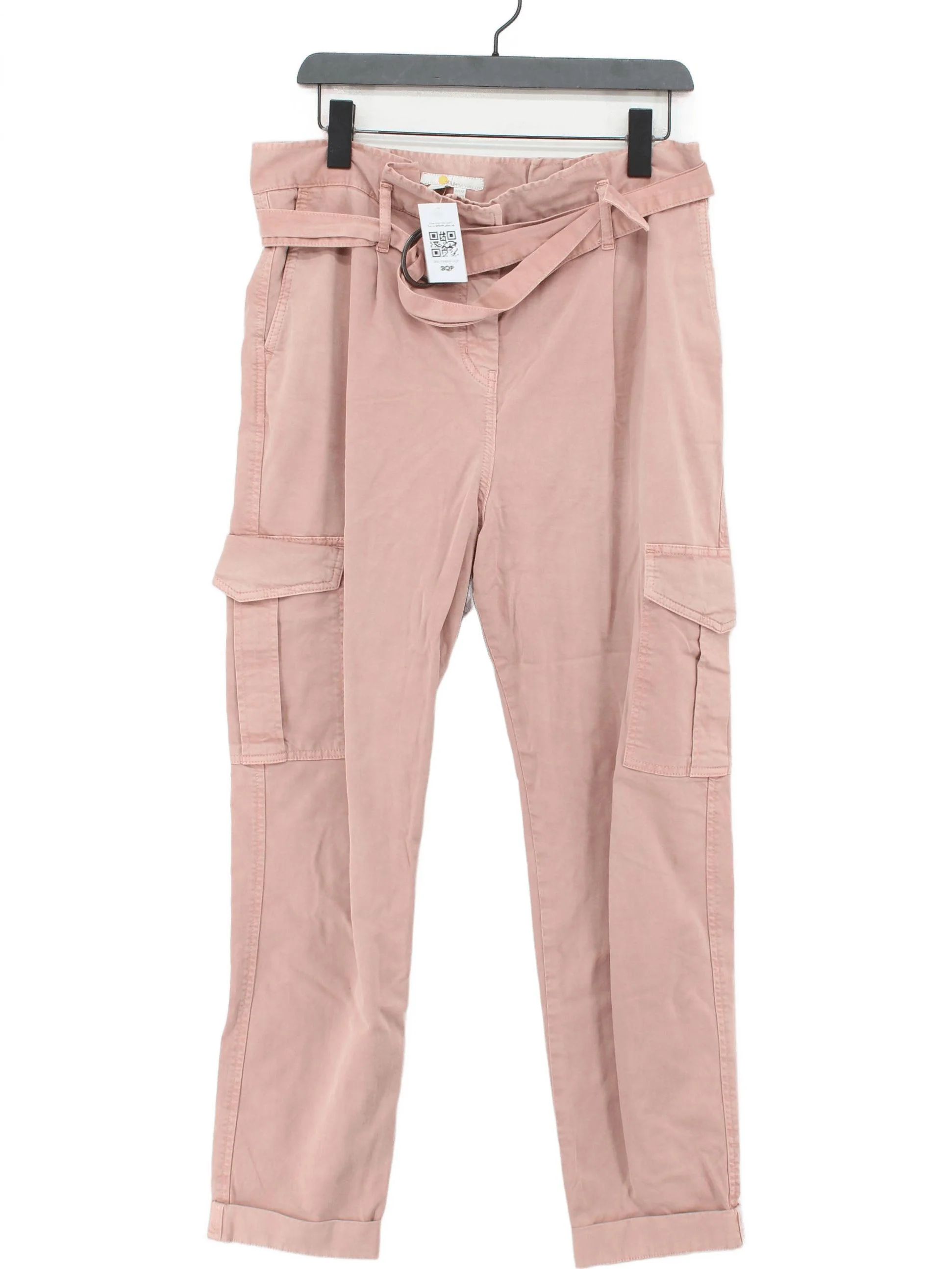 Boden Women's Trousers UK 14 Pink Cotton with Elastane Tapered Cargo