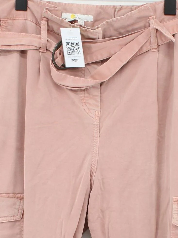 Boden Women's Trousers UK 14 Pink Cotton with Elastane Tapered Cargo - Image 3