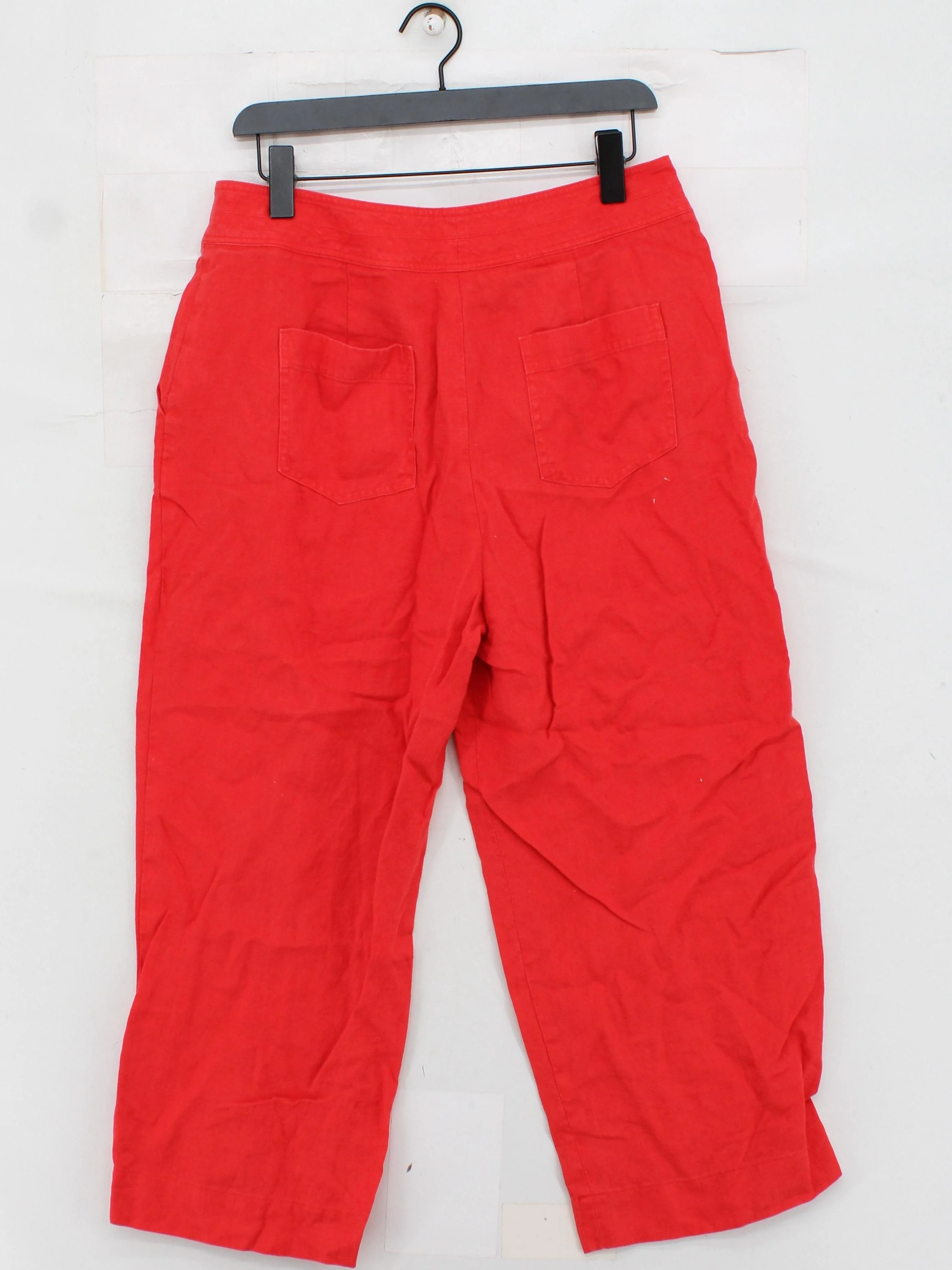 Boden Women's Trousers UK 14 Red 100% Linen Straight Capri - Image 2