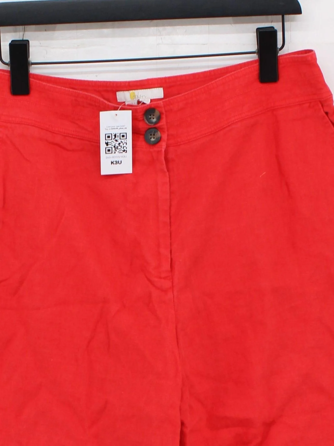 Boden Women's Trousers UK 14 Red 100% Linen Straight Capri - Image 3