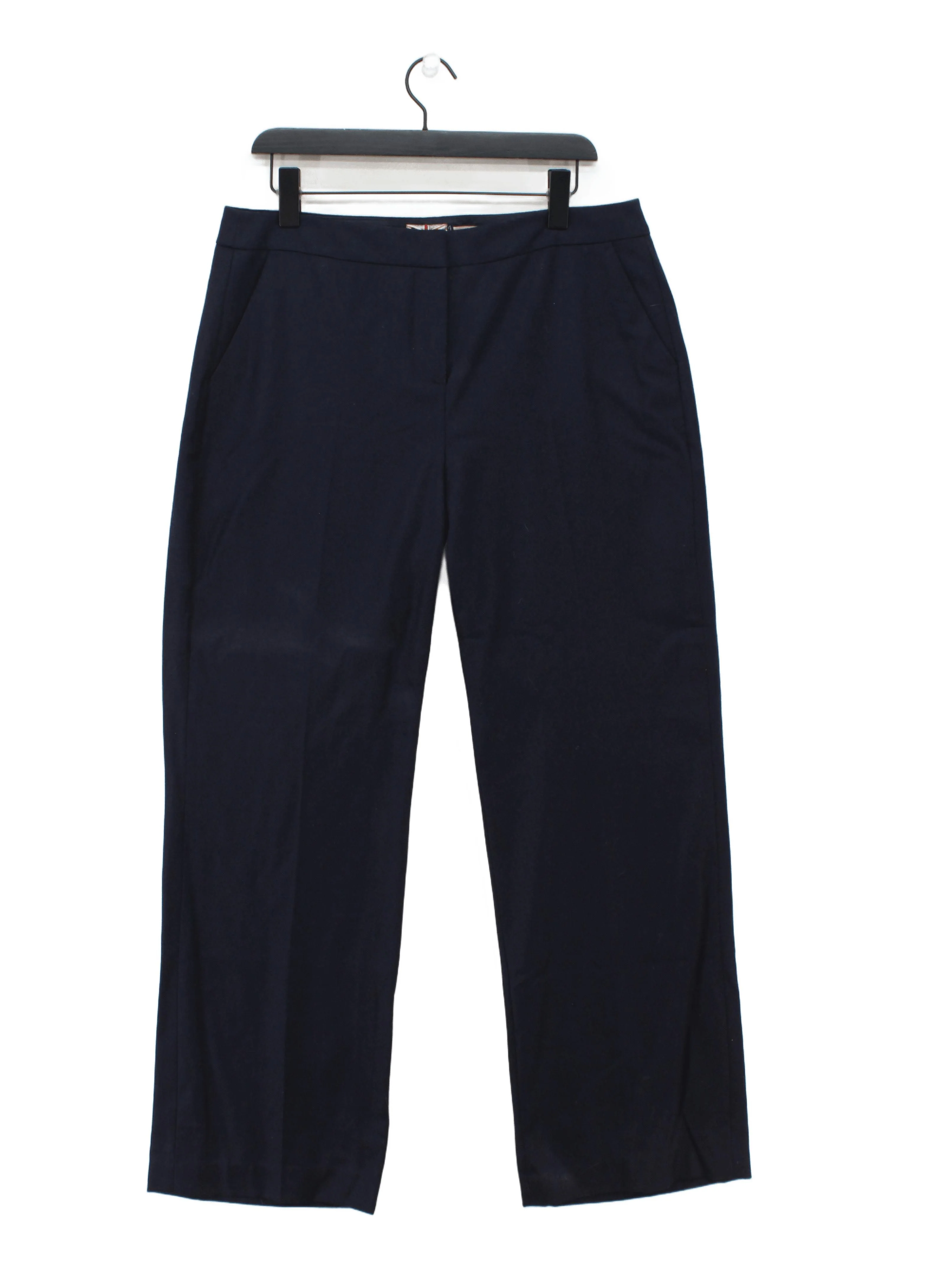 Boden Women's Trousers UK 16 Blue Wool with Polyamide, Polyester Straight Chino