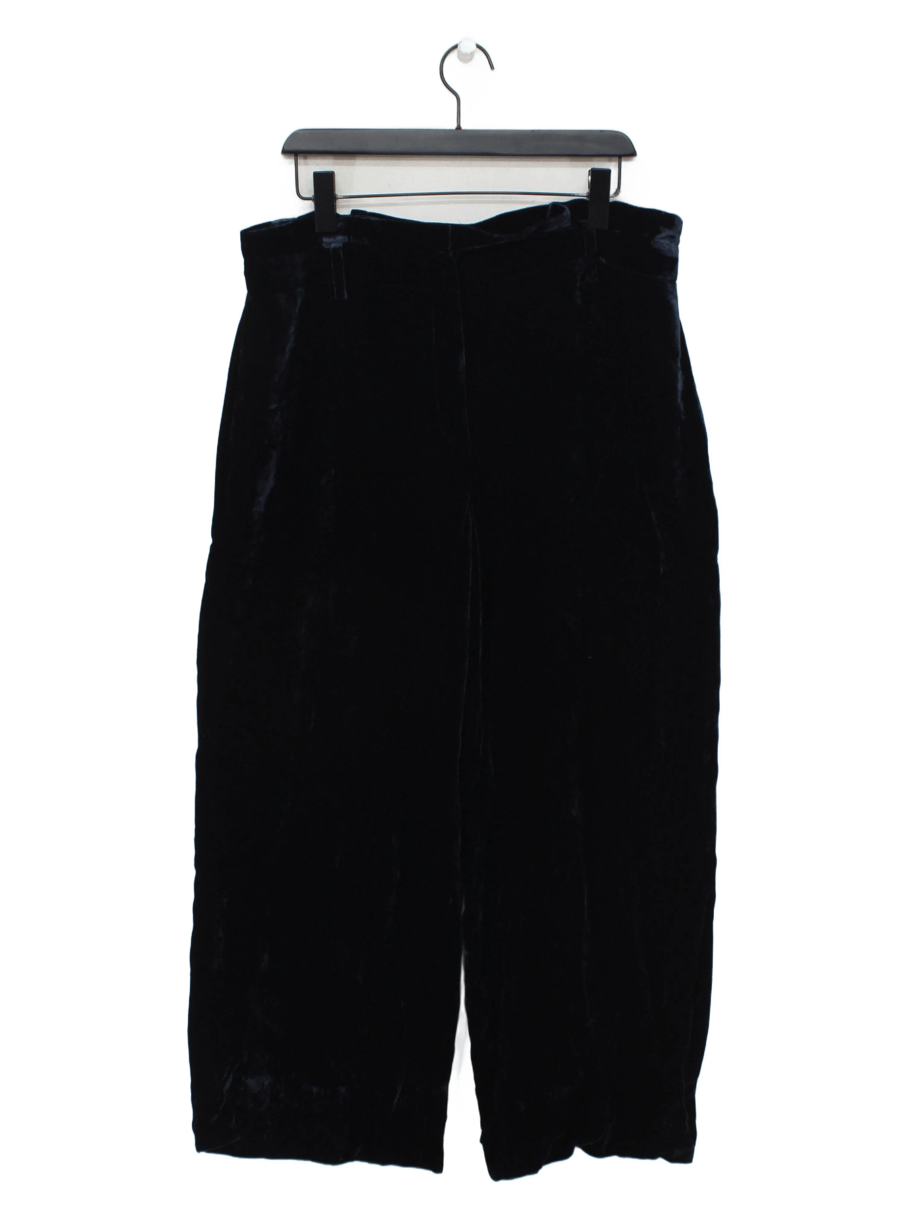 Boden Women's Trousers UK 18 Blue Viscose with Silk Wide-Leg Cropped