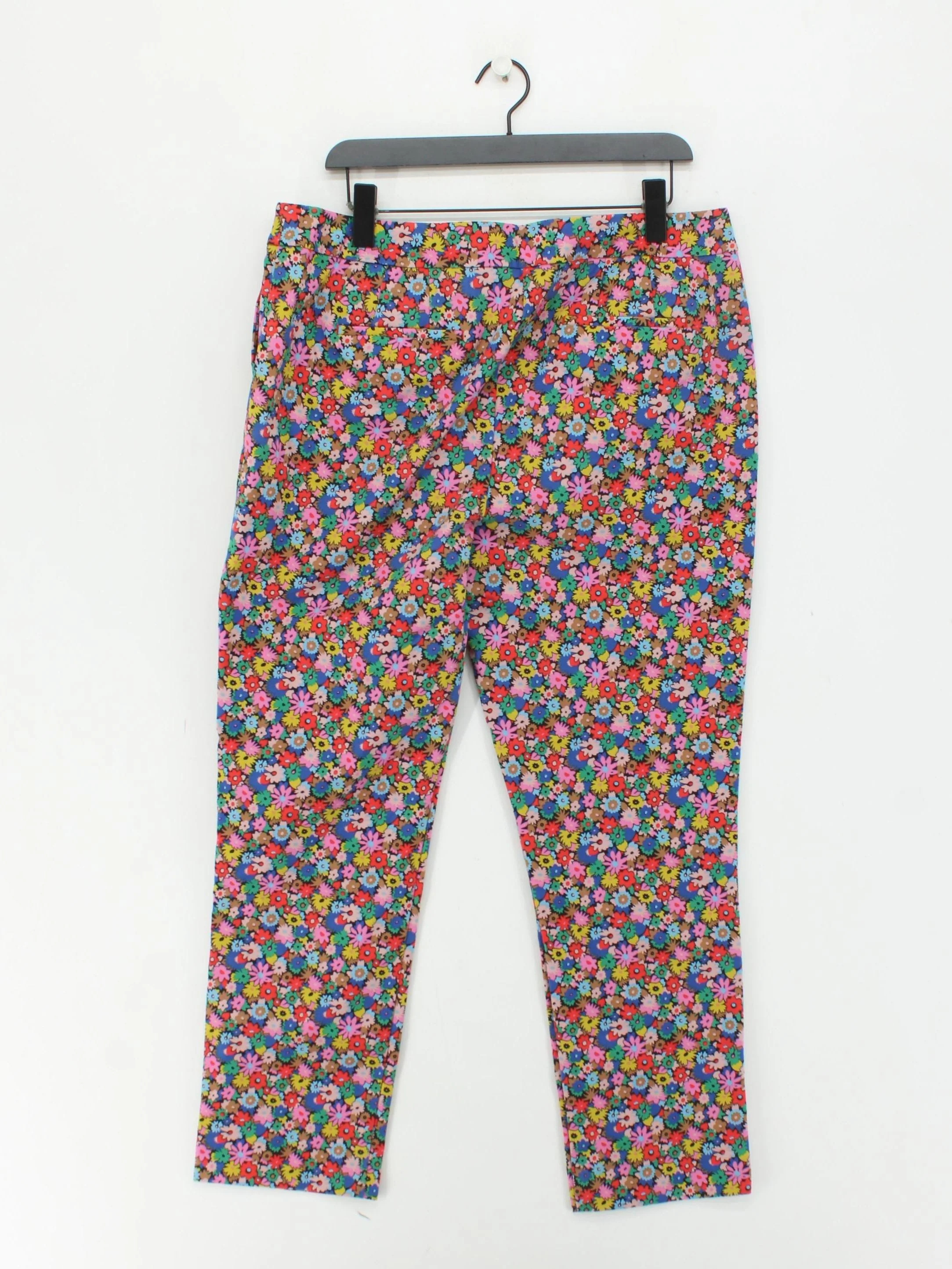 Boden Women's Trousers UK 18 Multi Floral Cotton with Elastane Straight Cropped - Image 2