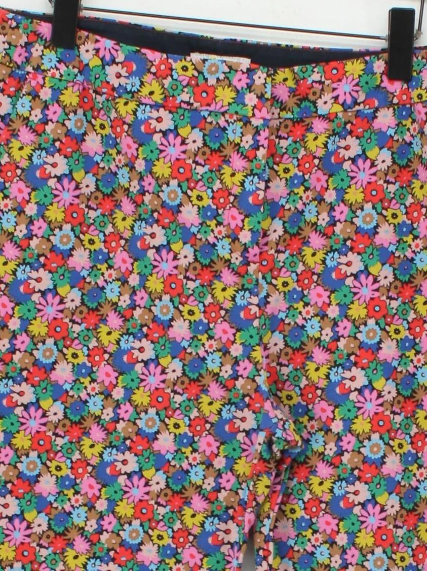 Boden Women's Trousers UK 18 Multi Floral Cotton with Elastane Straight Cropped - Image 3