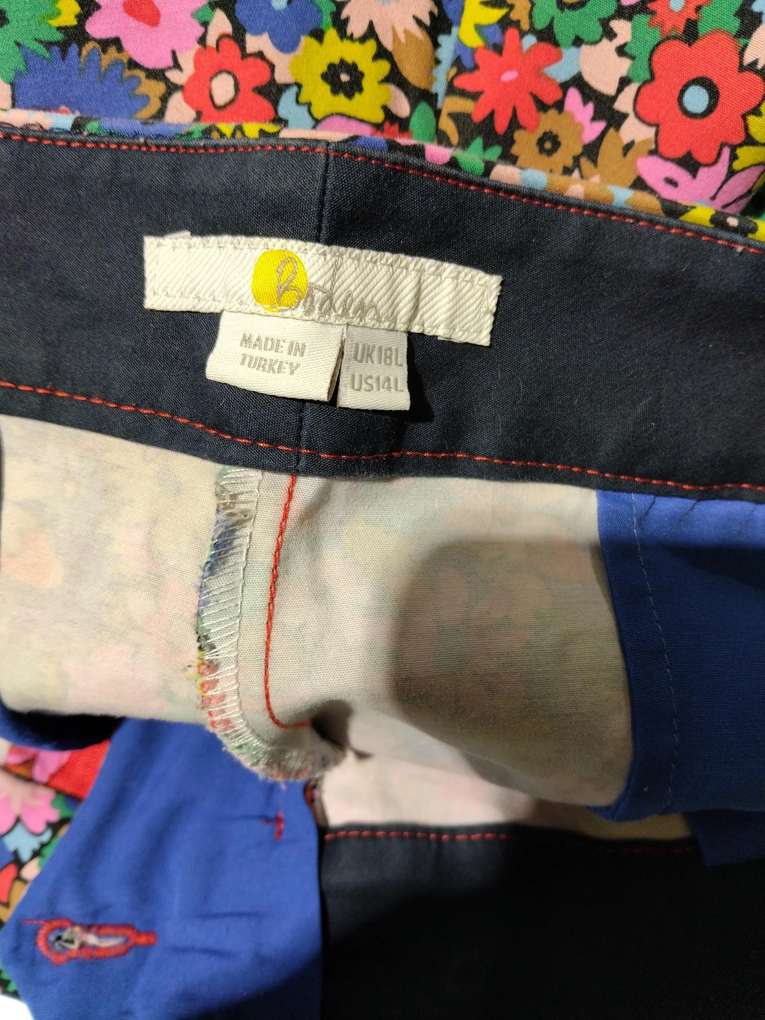 Boden Women's Trousers UK 18 Multi Floral Cotton with Elastane Straight Cropped - Image 5