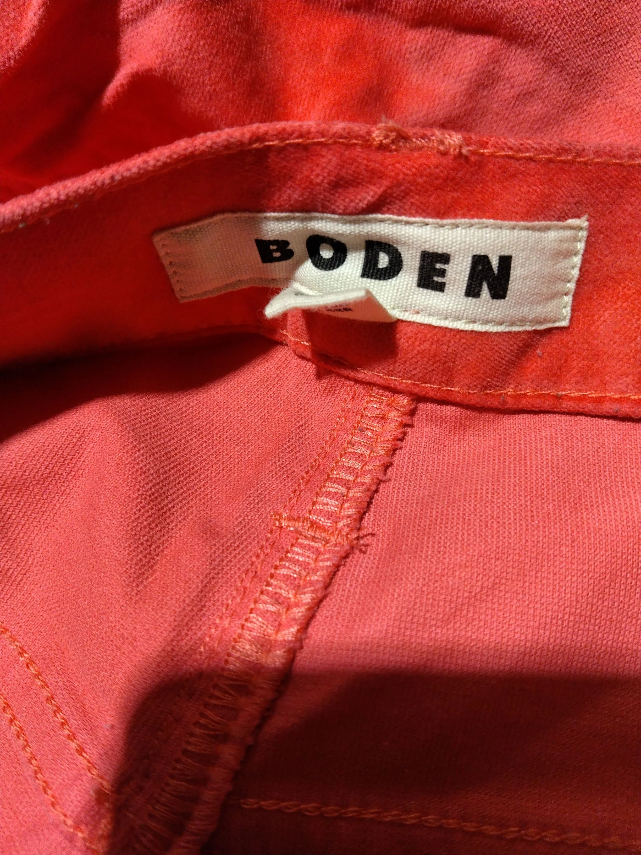 Boden Women's Trousers UK 20 Red Cotton with Elastane Straight Cropped - Image 5