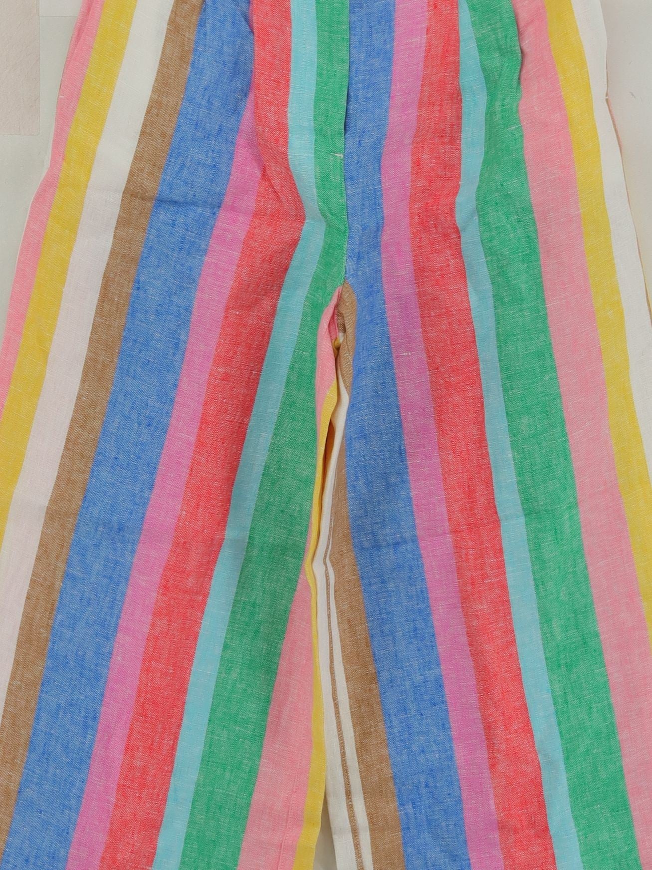 Boden Women's Trousers UK 6 Multi Striped 100% Linen Wide-Leg Capri - Image 3