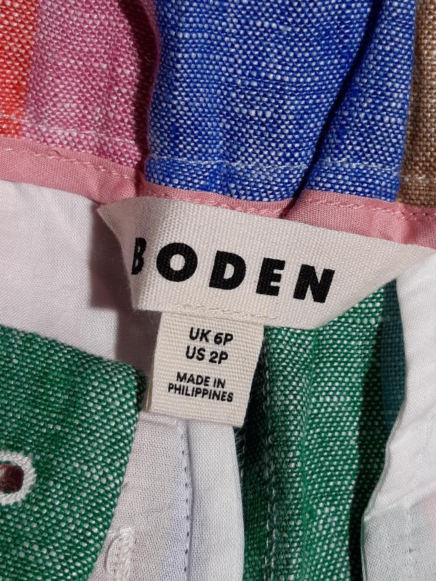 Boden Women's Trousers UK 6 Multi Striped 100% Linen Wide-Leg Capri - Image 5