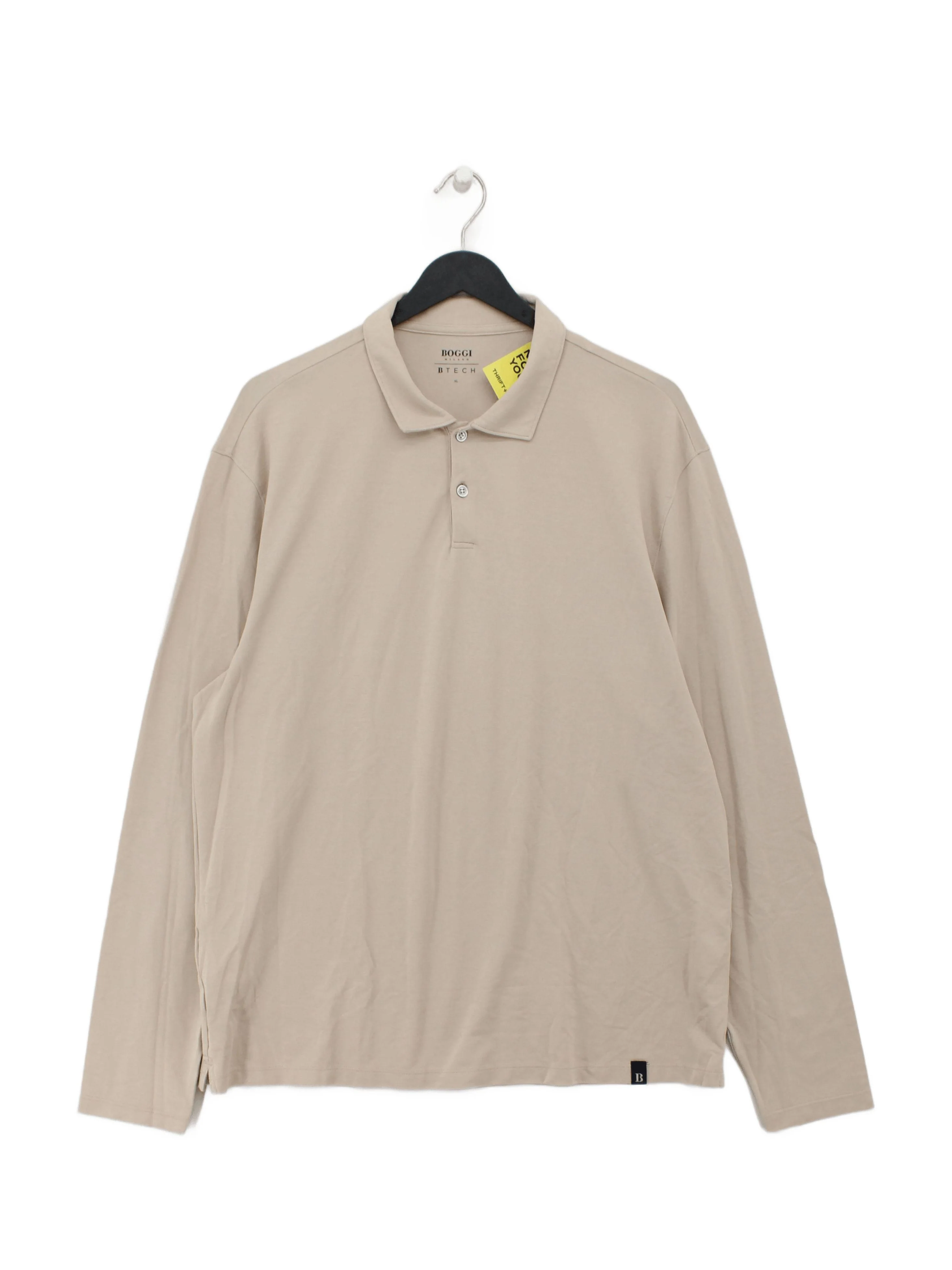 Boggi Men's Polo XL Cream 100% Cotton Basic
