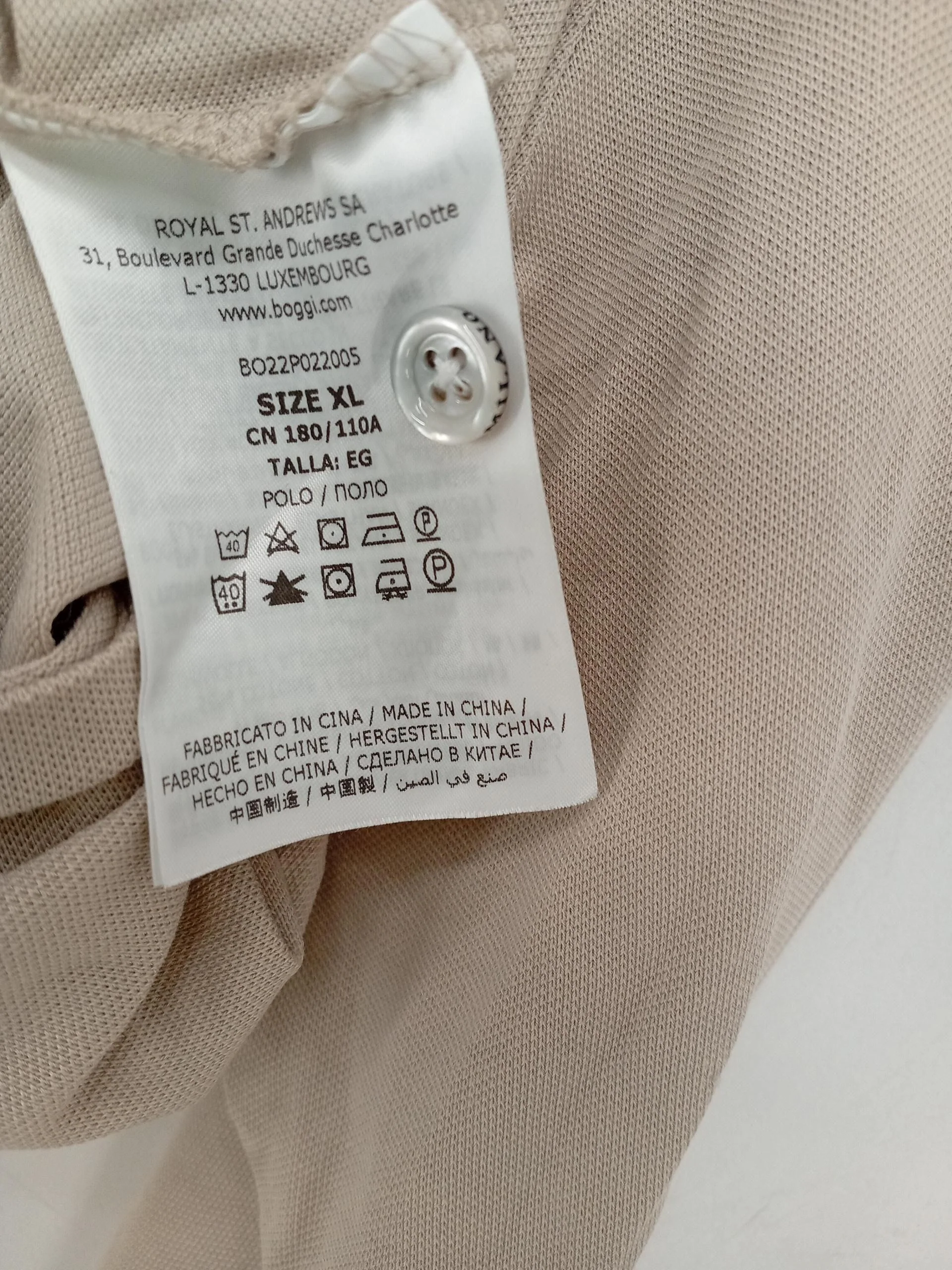 Boggi Men's Polo XL Cream 100% Cotton Basic - Image 6