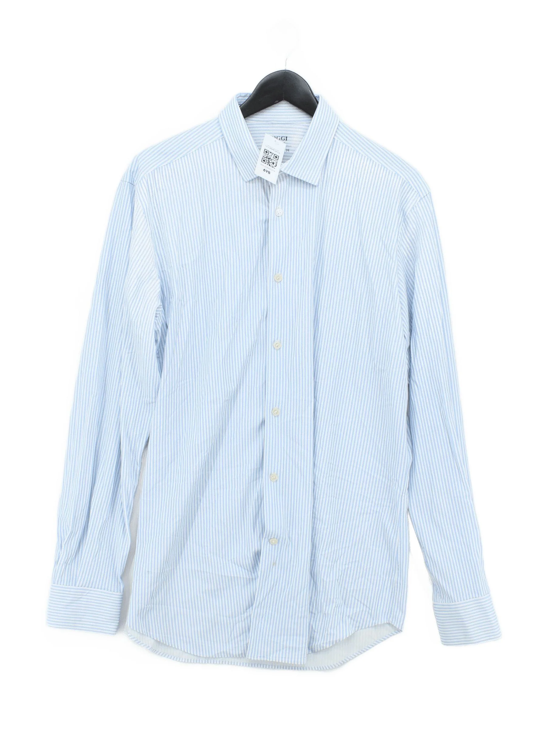 Boggi Men's Shirt L Blue Striped Polyamide with Elastane Basic