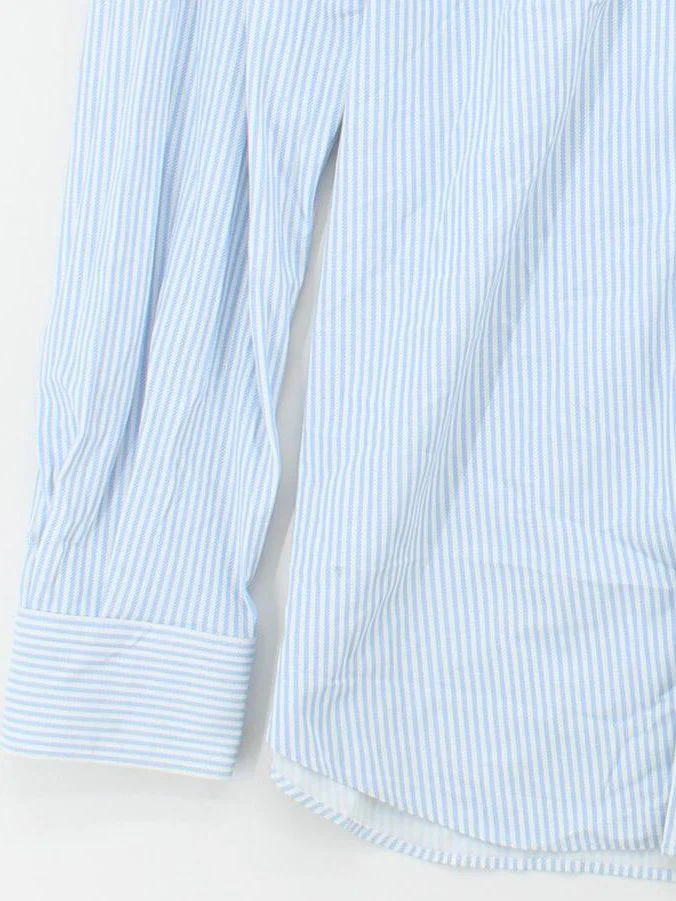 Boggi Men's Shirt L Blue Striped Polyamide with Elastane Basic - Image 4