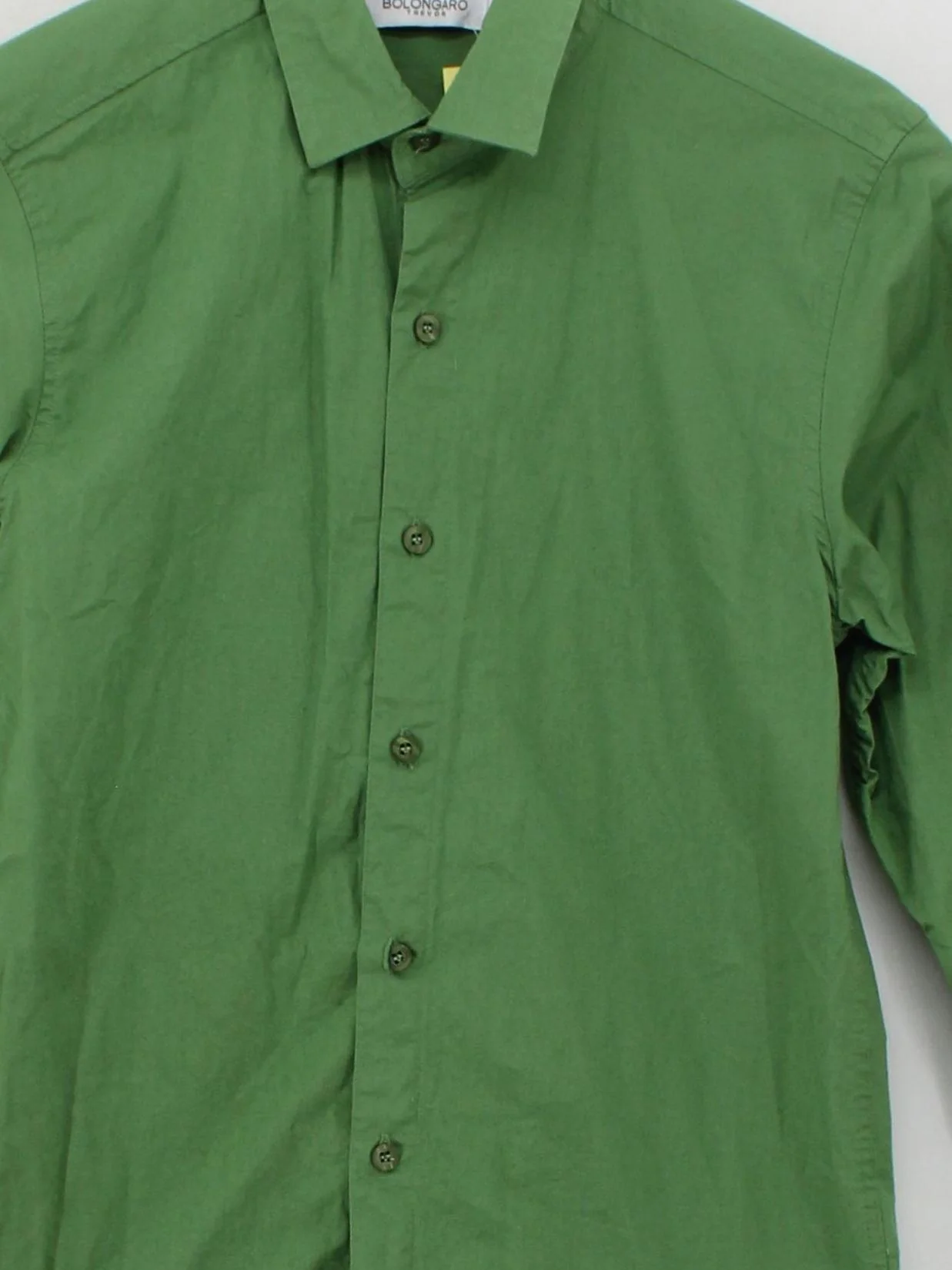 Bolongaro Trevor Men's Shirt XS Green Cotton with Elastane Basic - Image 3