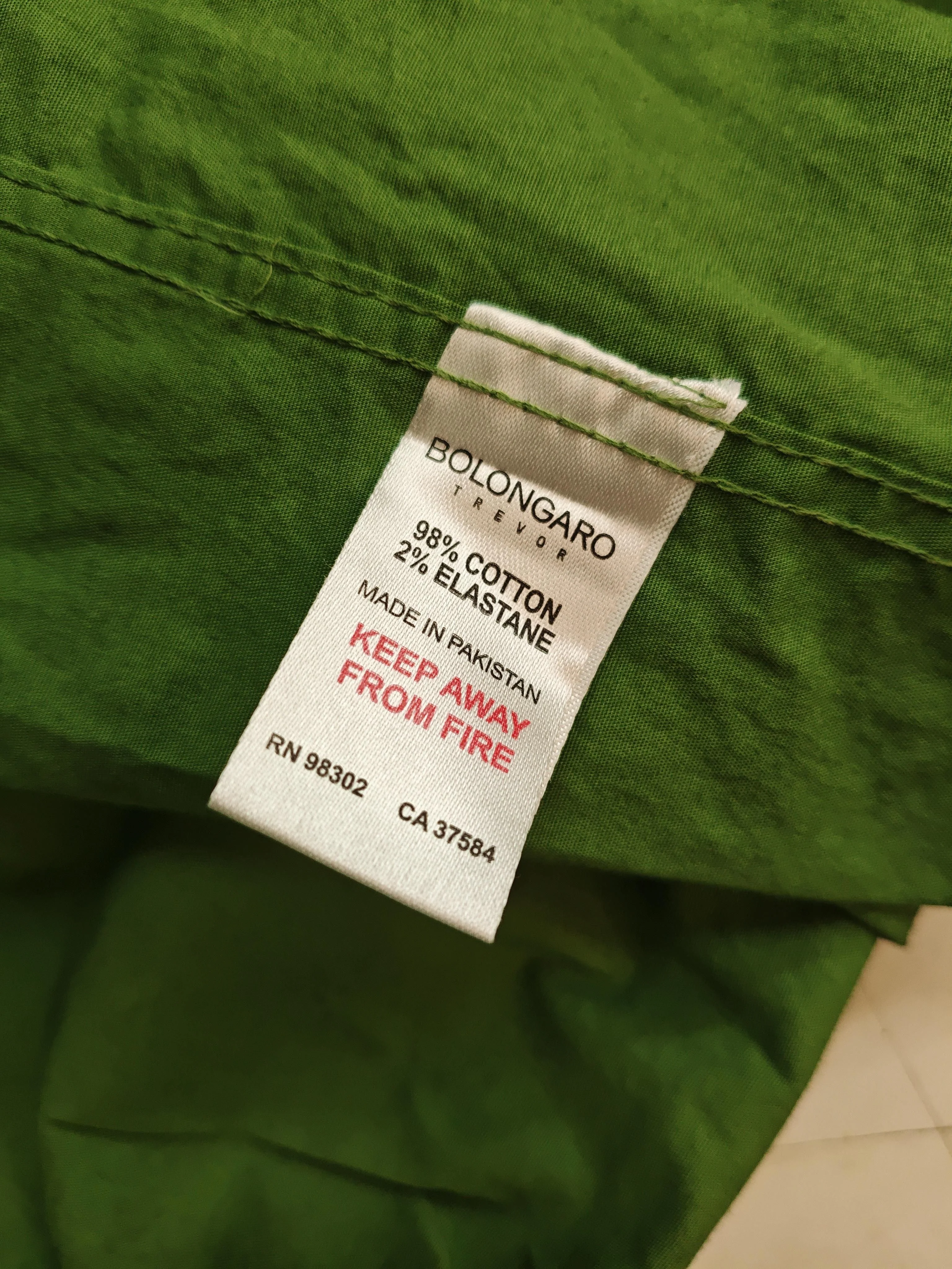 Bolongaro Trevor Men's Shirt XS Green Cotton with Elastane Basic - Image 6