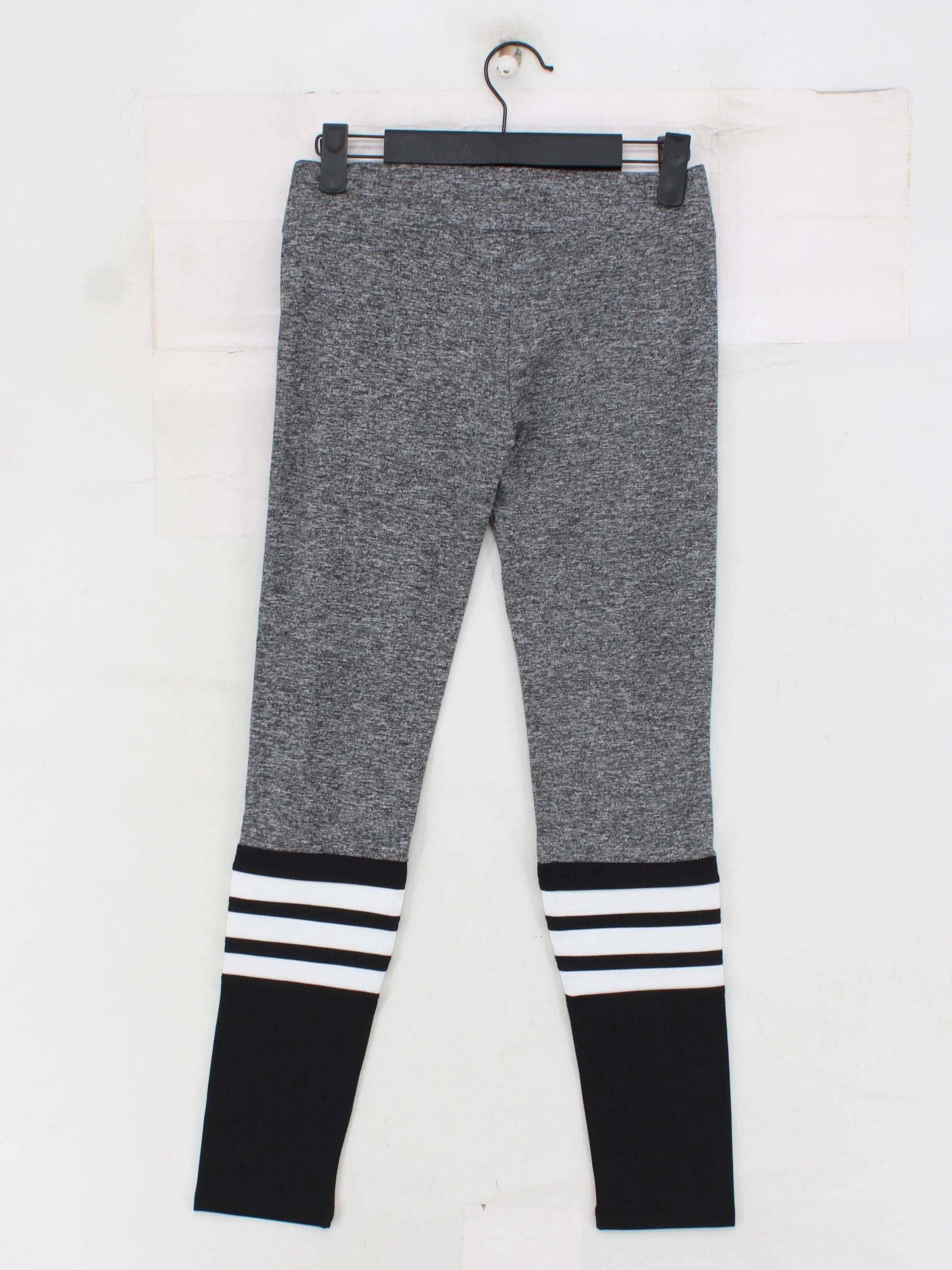 Bombshell Women's Sports Bottoms M Grey Striped Nylon with Spandex Sweatpants - Image 2