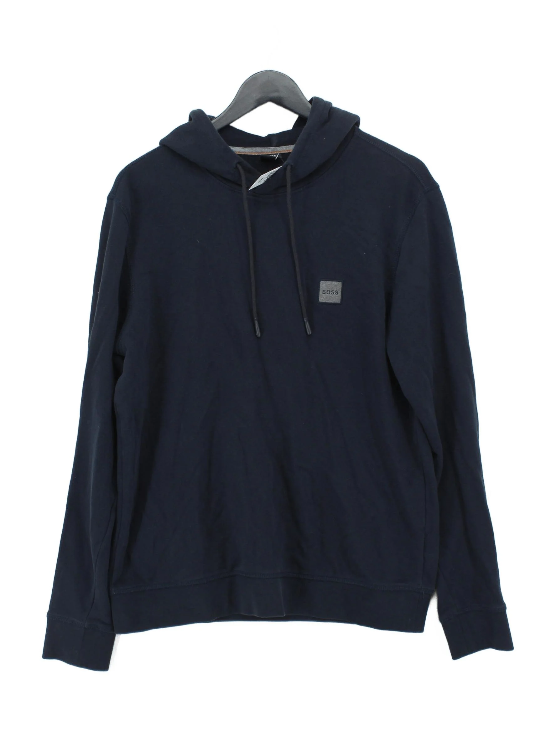 Boss Men's Hoodie L Blue Cotton with Elastane Pullover