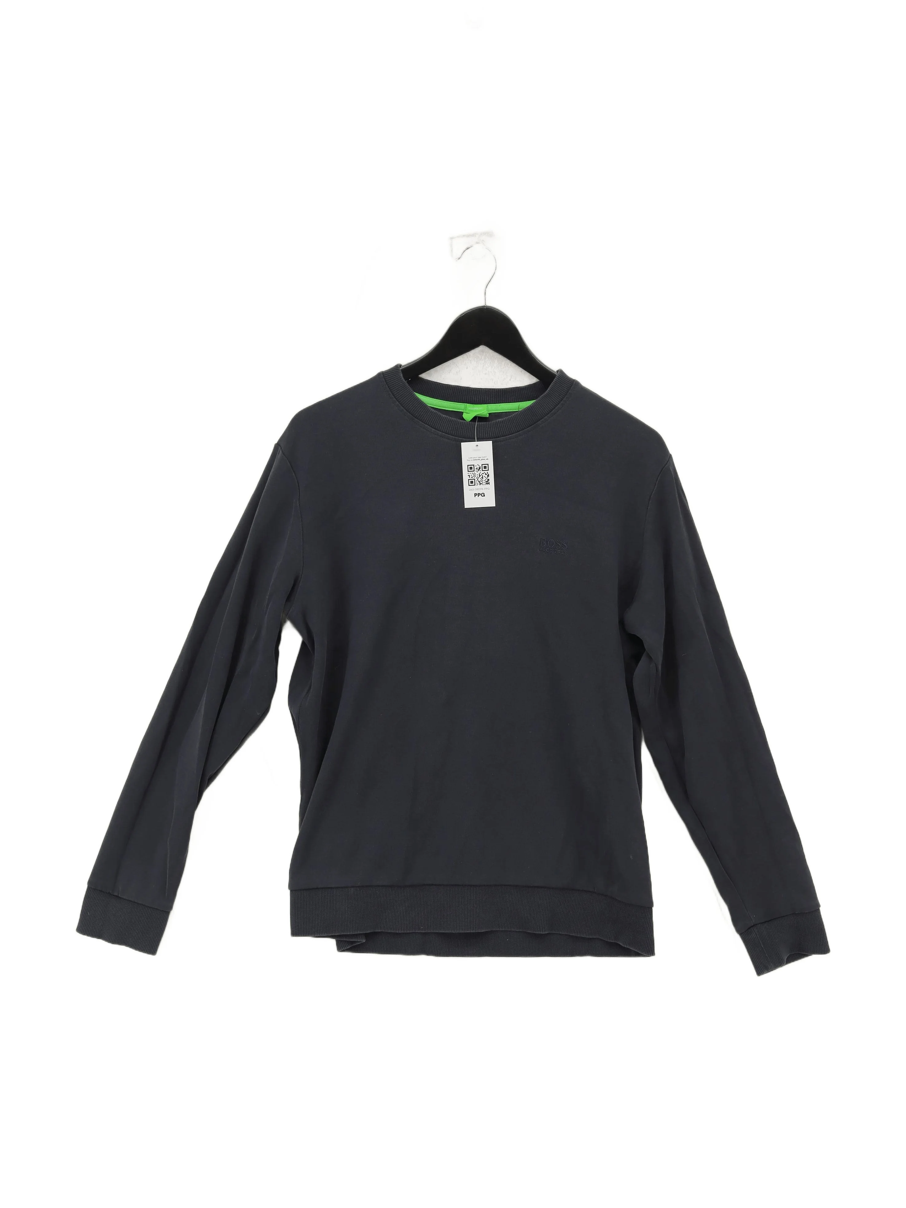 Boss Men's Hoodie L Grey Cotton with Polyamide Pullover