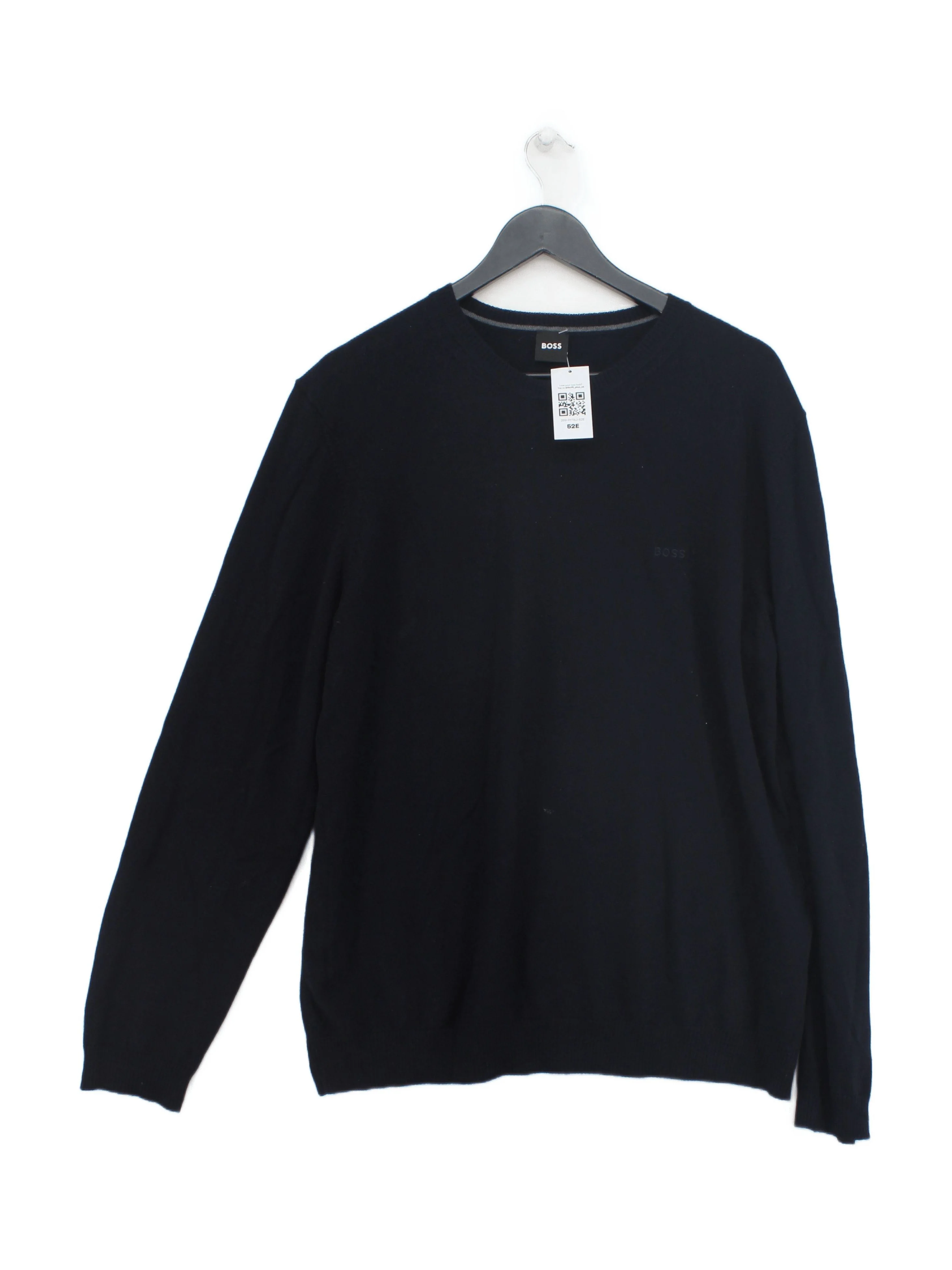 Boss Men's Jumper L Blue 100% Wool Round Neck Pullover