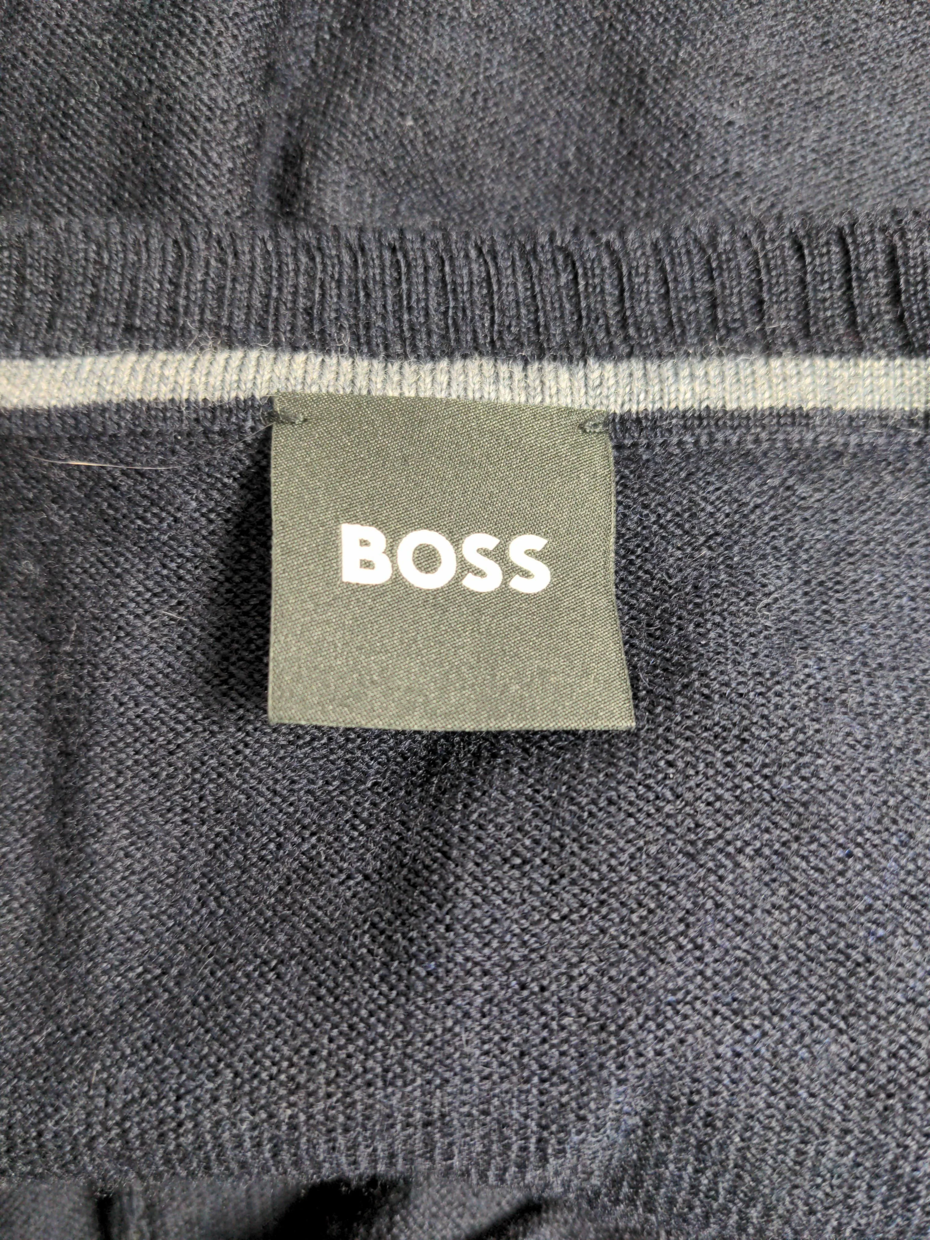 Boss Men's Jumper L Blue 100% Wool Round Neck Pullover - Image 6