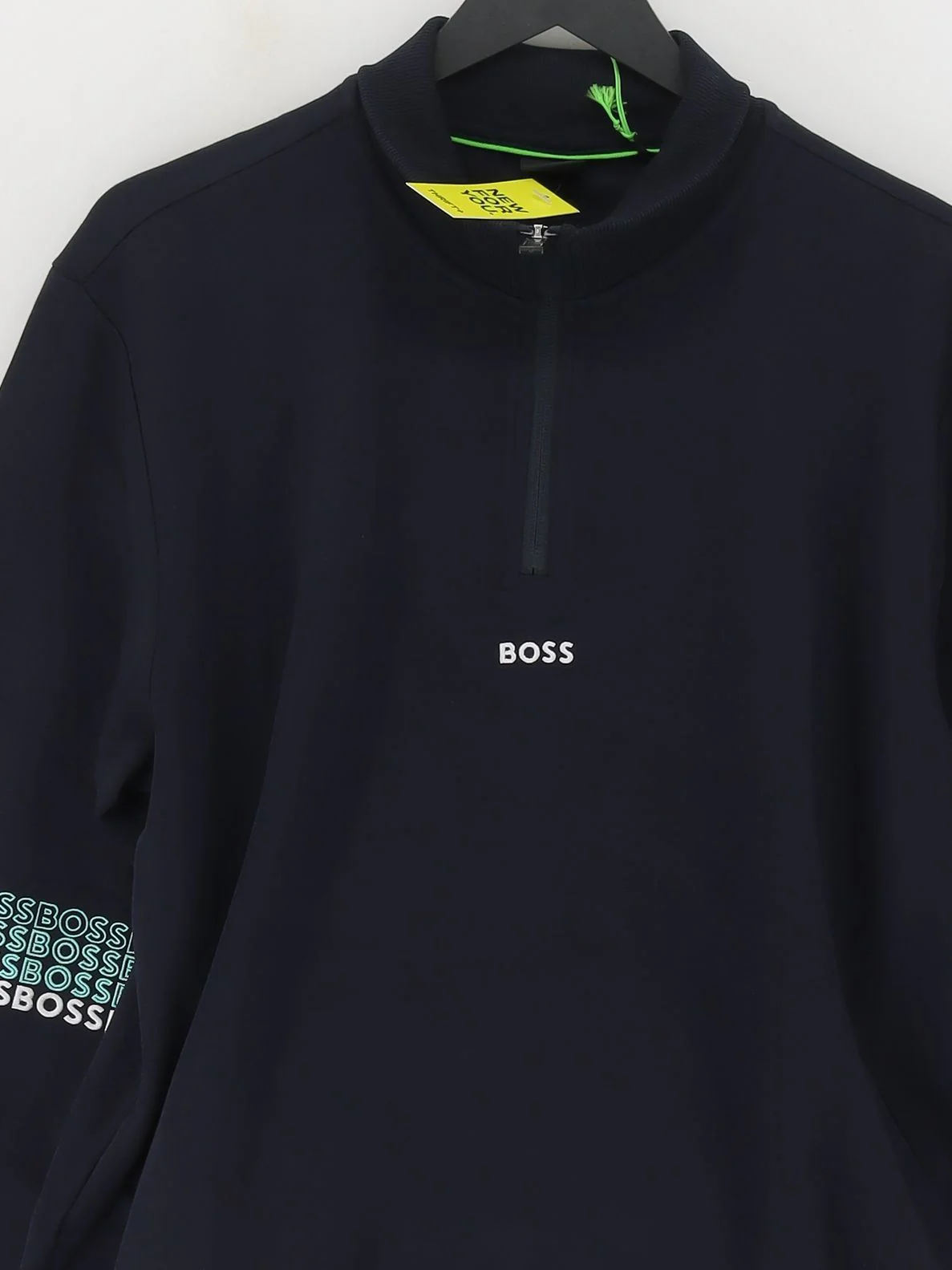 Boss Men's Jumper L Blue Cotton with Elastane, Polyester Pullover New with tags - Image 3