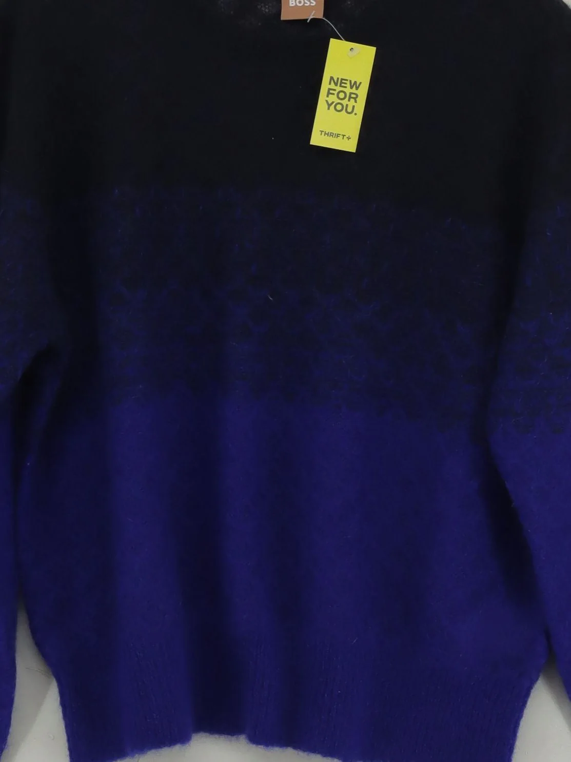 Boss Men's Jumper M Blue Mohair with Other, Polyamide Round Neck Pullover - Image 3