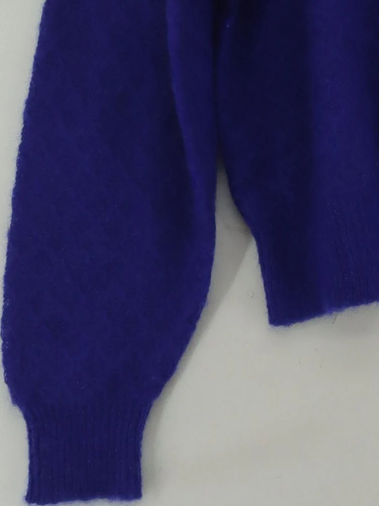 Boss Men's Jumper M Blue Mohair with Other, Polyamide Round Neck Pullover - Image 4