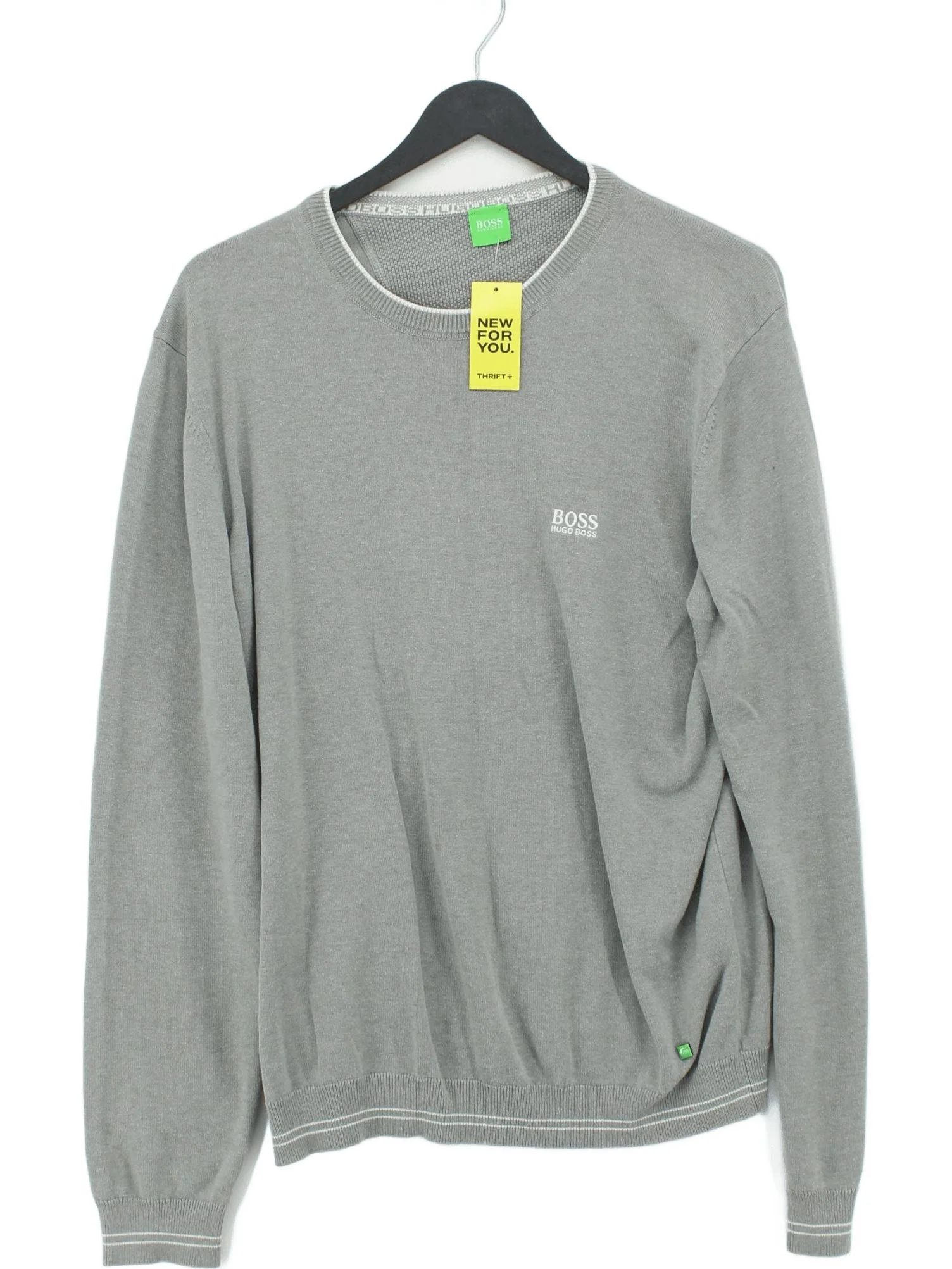 Boss Men's Jumper M Grey Cotton with Acrylic Crew Neck Pullover