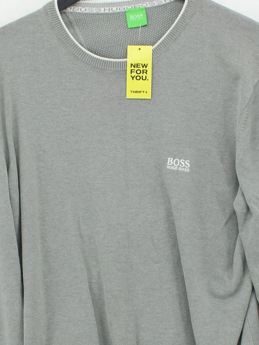 Boss Men's Jumper M Grey Cotton with Acrylic Crew Neck Pullover - Image 3