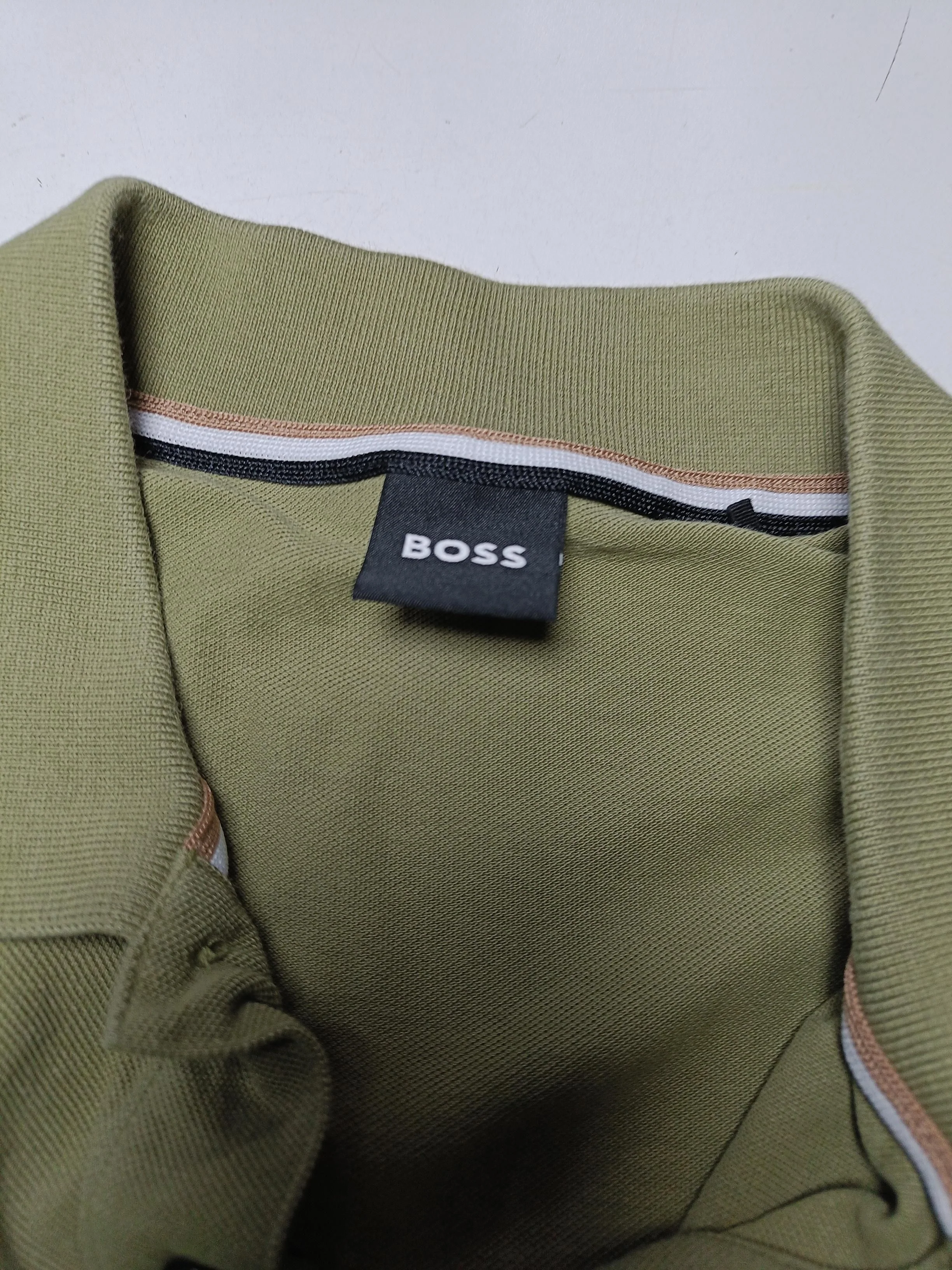 Boss Men's Polo M Green 100% Cotton Basic - Image 5