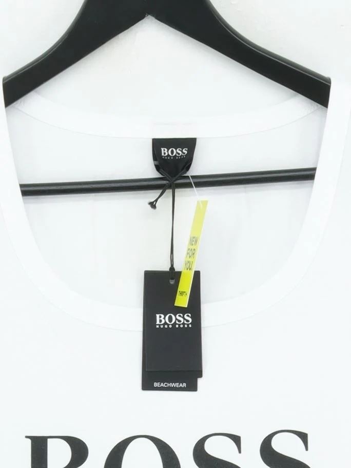 Boss Men's T-Shirt M White 100% Cotton Basic New with tags - Image 3