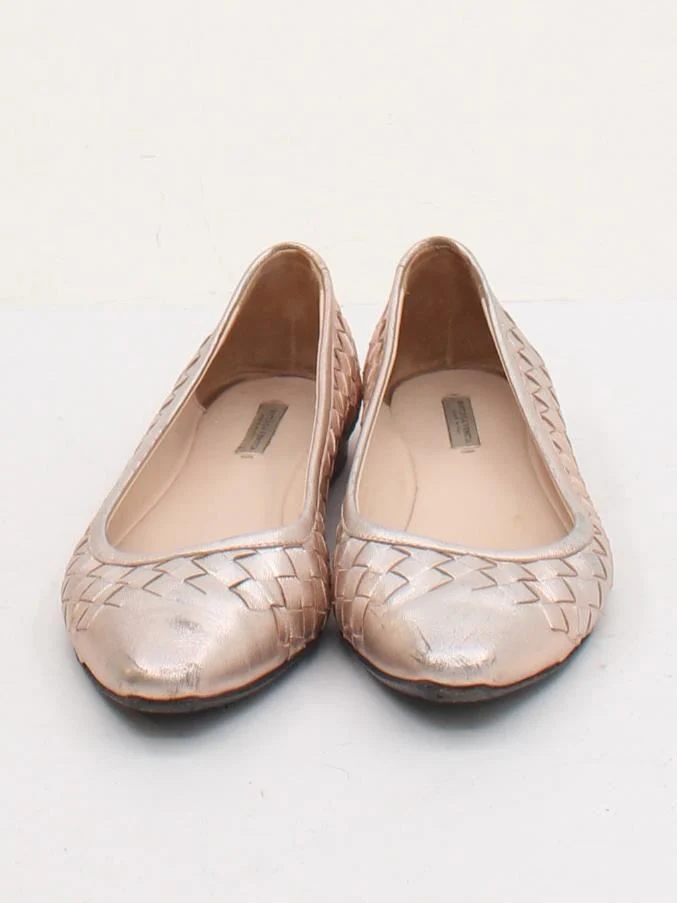 Bottega Veneta Women's Flat Shoes UK 3.5 Gold 100% Leather Ballet - Image 2
