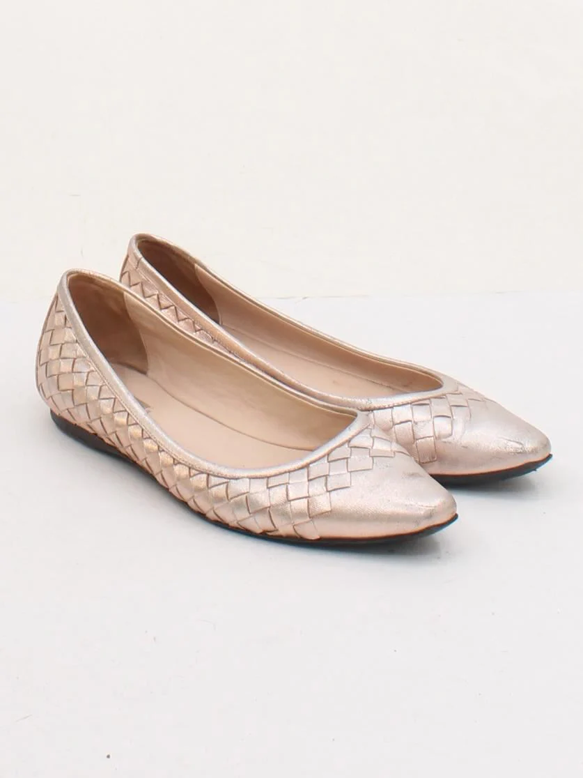 Bottega Veneta Women's Flat Shoes UK 3.5 Gold 100% Leather Ballet - Image 4