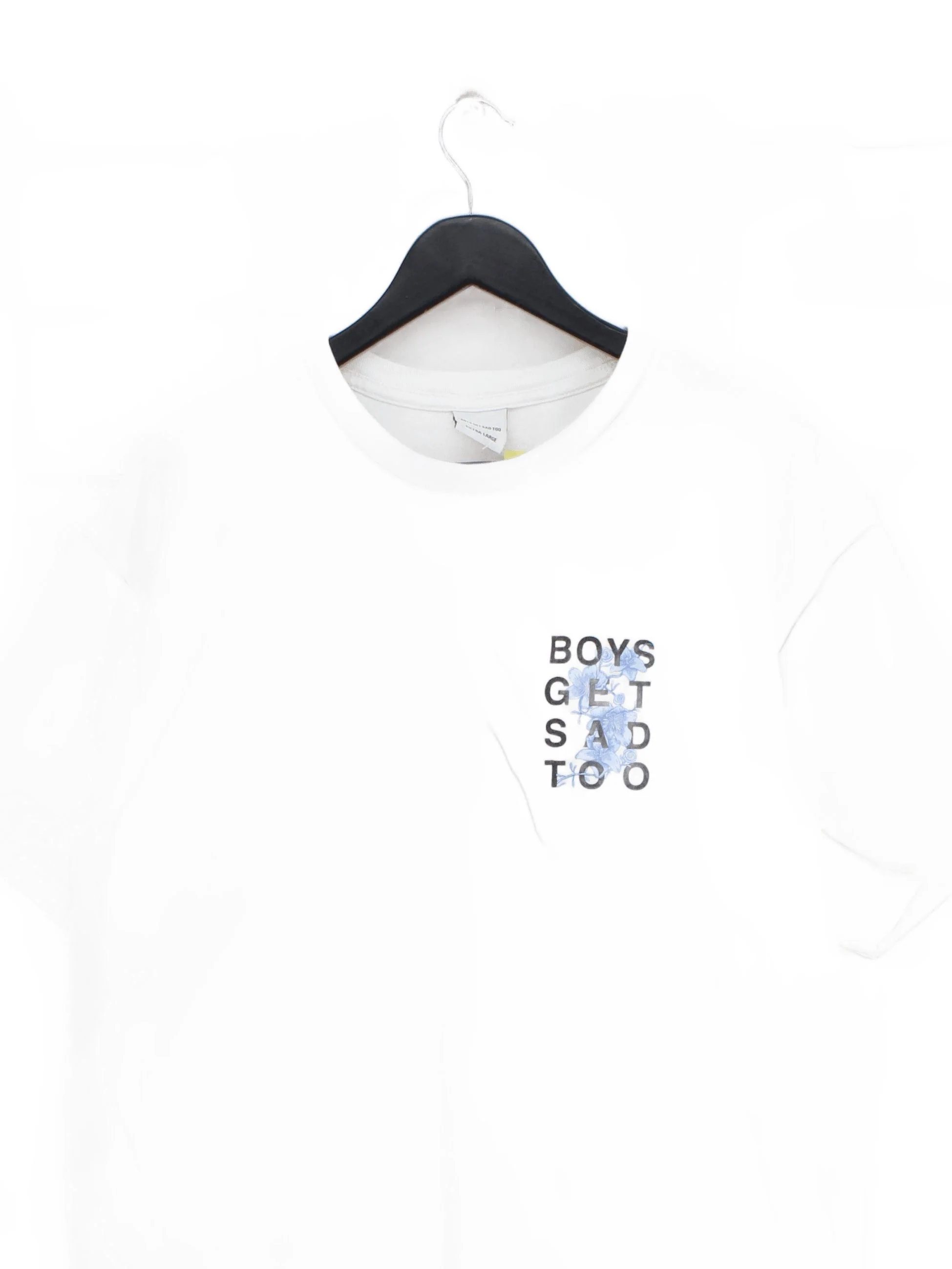 Boys Get Sad Too Men's T-Shirt XL White Graphic 100% Cotton Basic