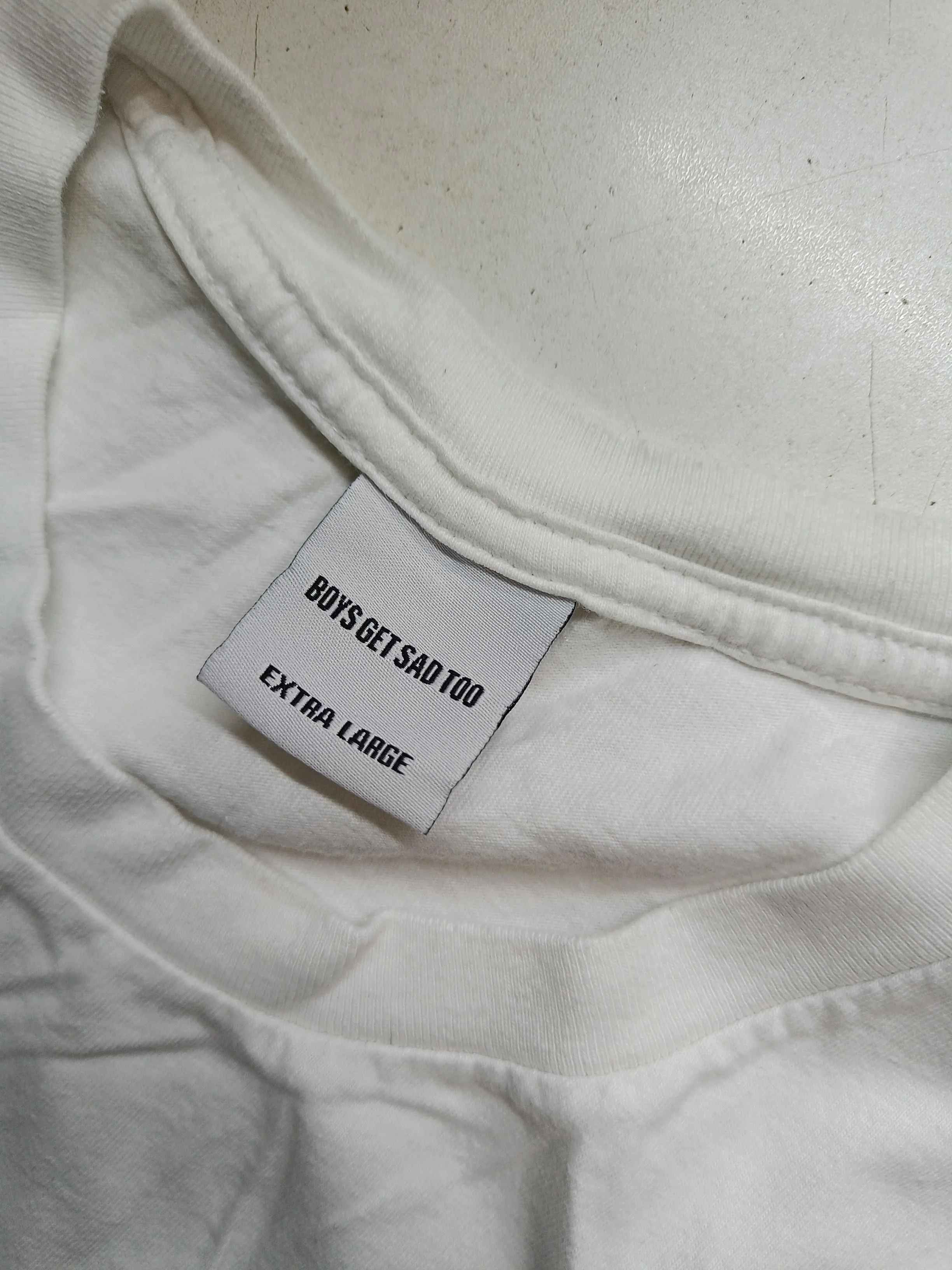 Boys Get Sad Too Men's T-Shirt XL White Graphic 100% Cotton Basic - Image 5