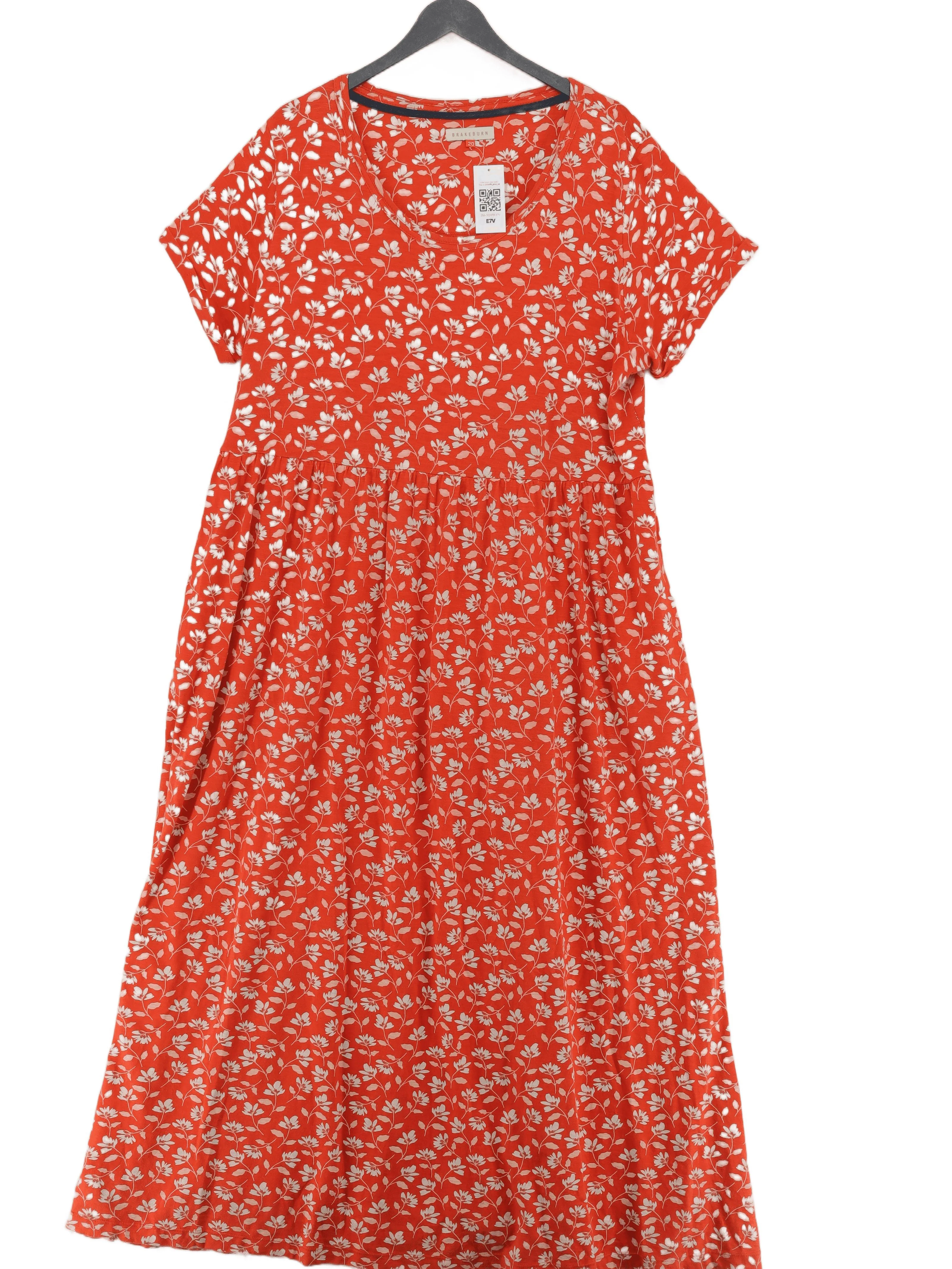 Brakeburn T-Shirt Midi Dress UK20 in Orange