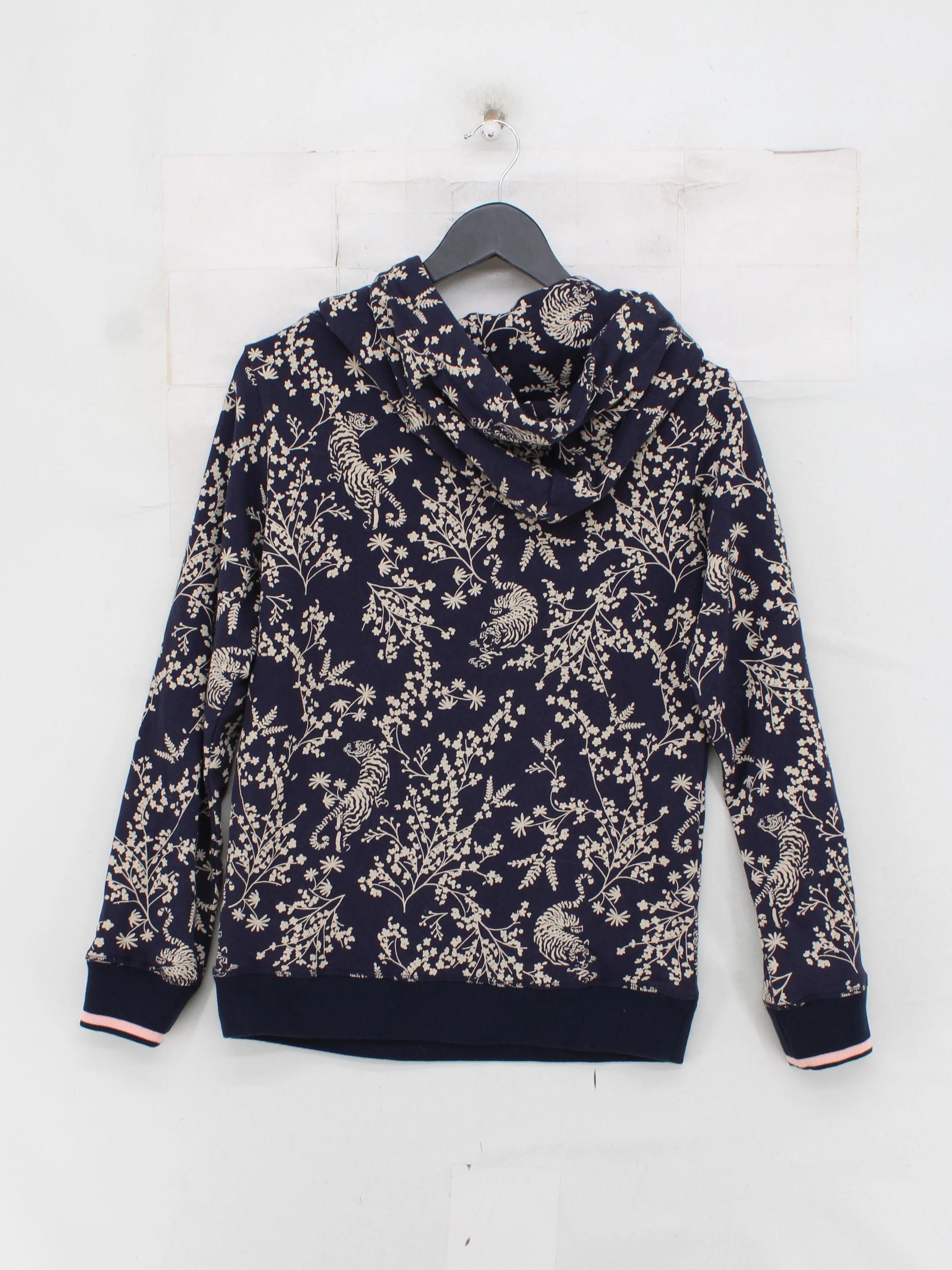 Brakeburn Women's Hoodie UK 8 Blue Floral Cotton with Polyester Pullover - Image 2