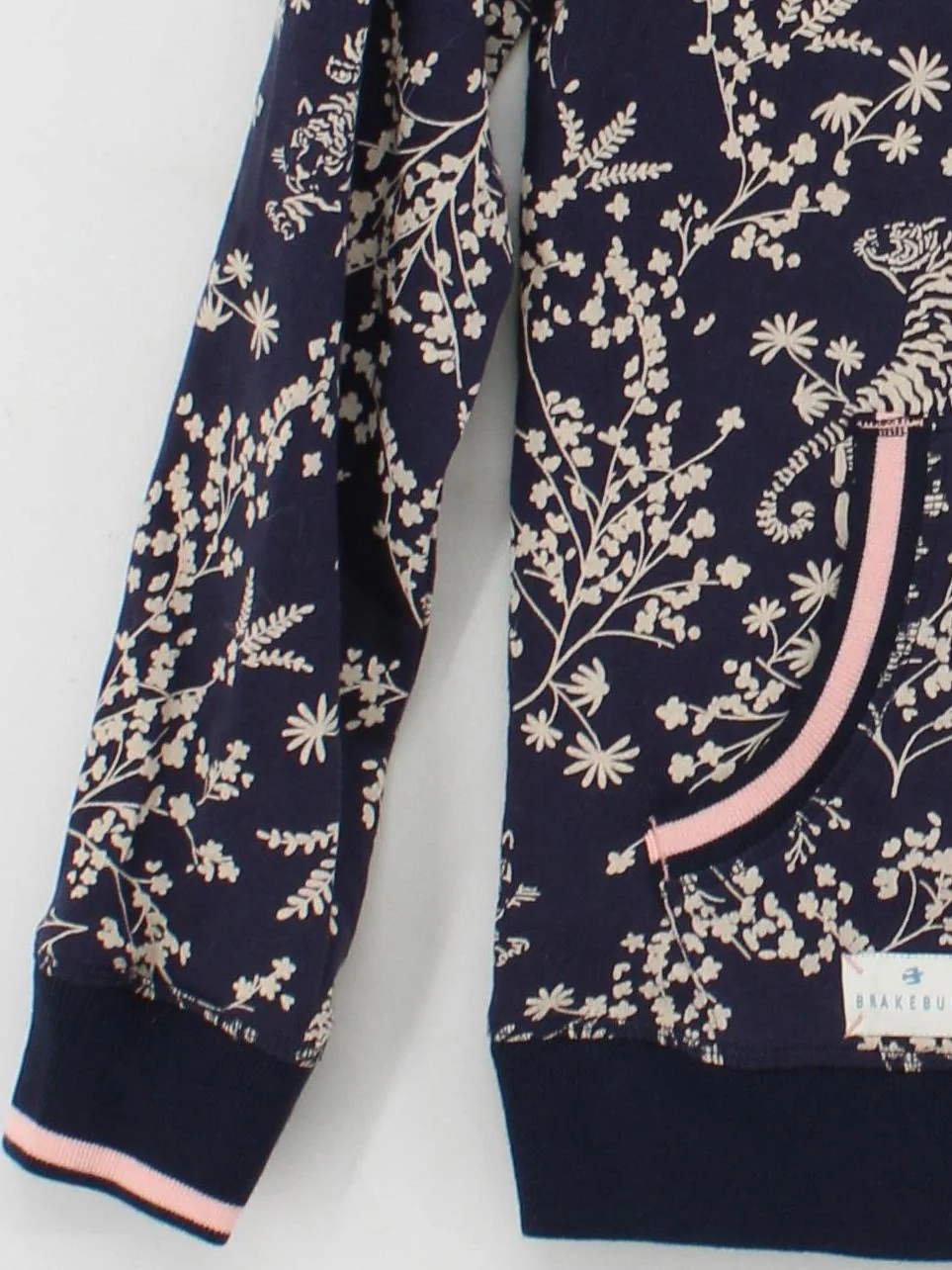 Brakeburn Women's Hoodie UK 8 Blue Floral Cotton with Polyester Pullover - Image 4